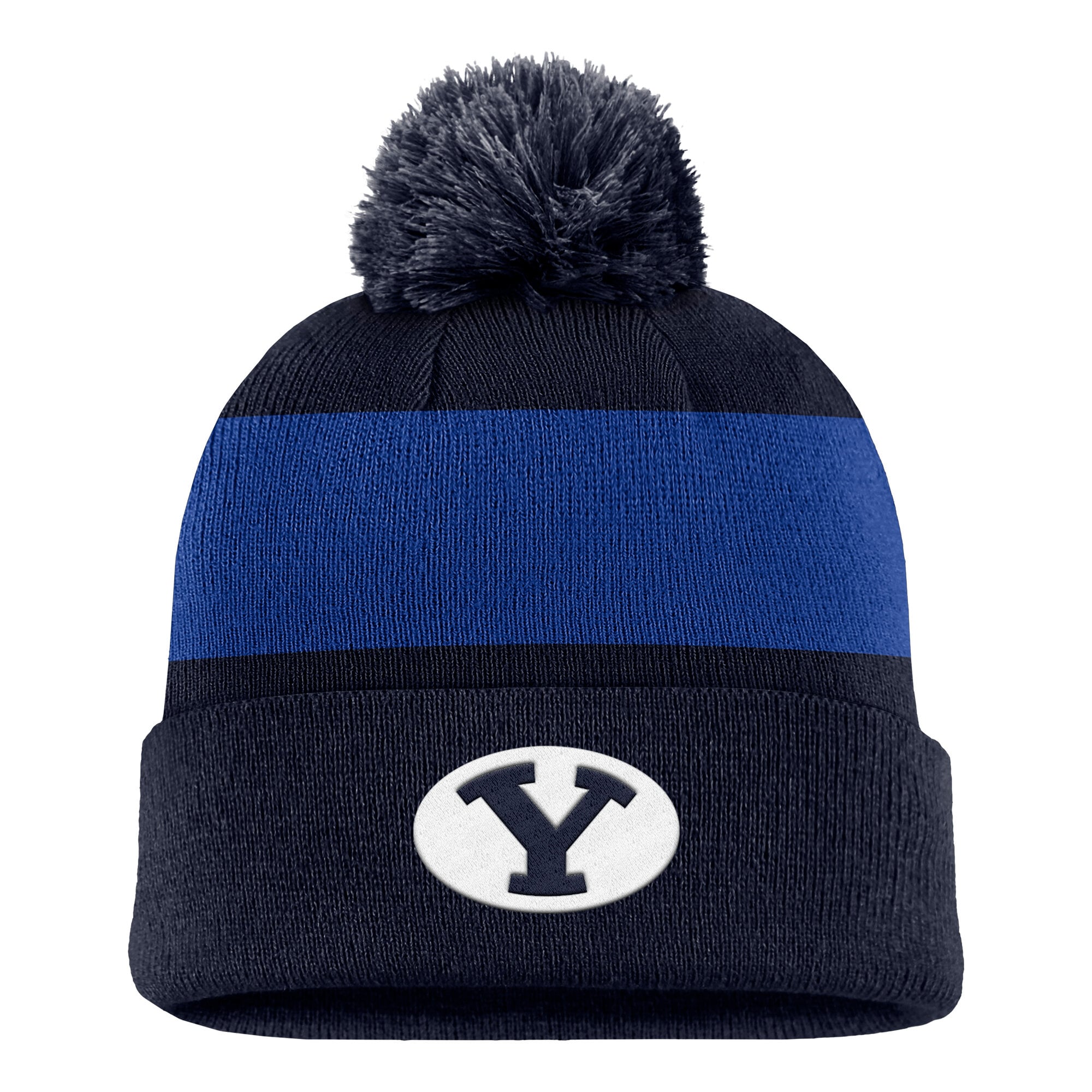 Bonnet à rayures et logo Nike BYU Cougars Primetime bleu marine pour homme, avec pompon