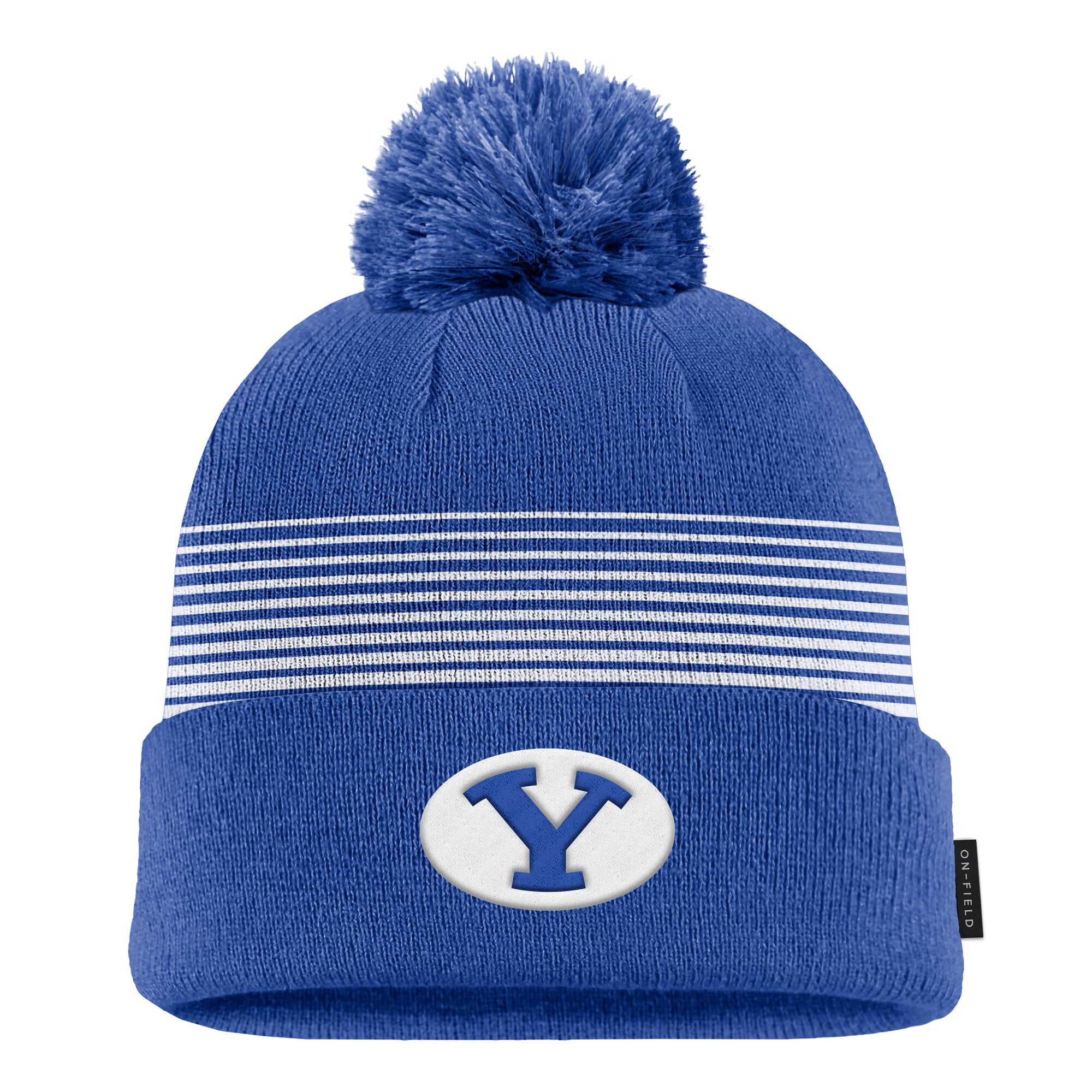 Men's Nike Royal BYU Cougars 2026 On-Field Peak Cuffed Knit Hat with Pom