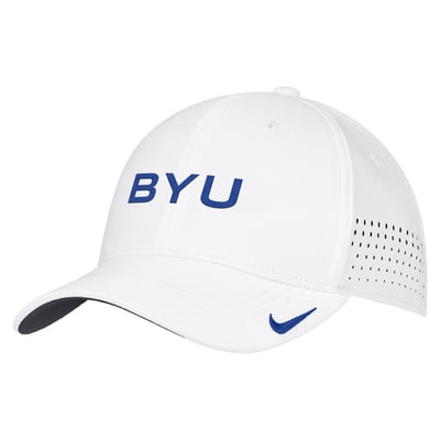BYU Cougars Nike 2026 On-Field AeroBill SwooshFlex Dri-FIT Hat - White