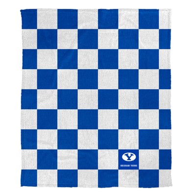 BYU Cougars Pegasus Checkered Logo Patch 50" x 60" Cozy Knit Blanket