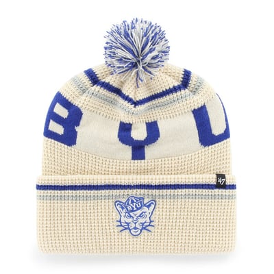  BYU Cougars '47 Unisex Quattrle Waffle Cuffed Knit Hat with Pom - Cream