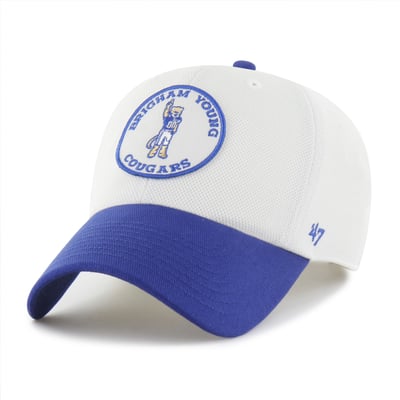 BYU Cougars '47 Unisex Pique Patch Clean Up Adjustable Hat - White/Royal