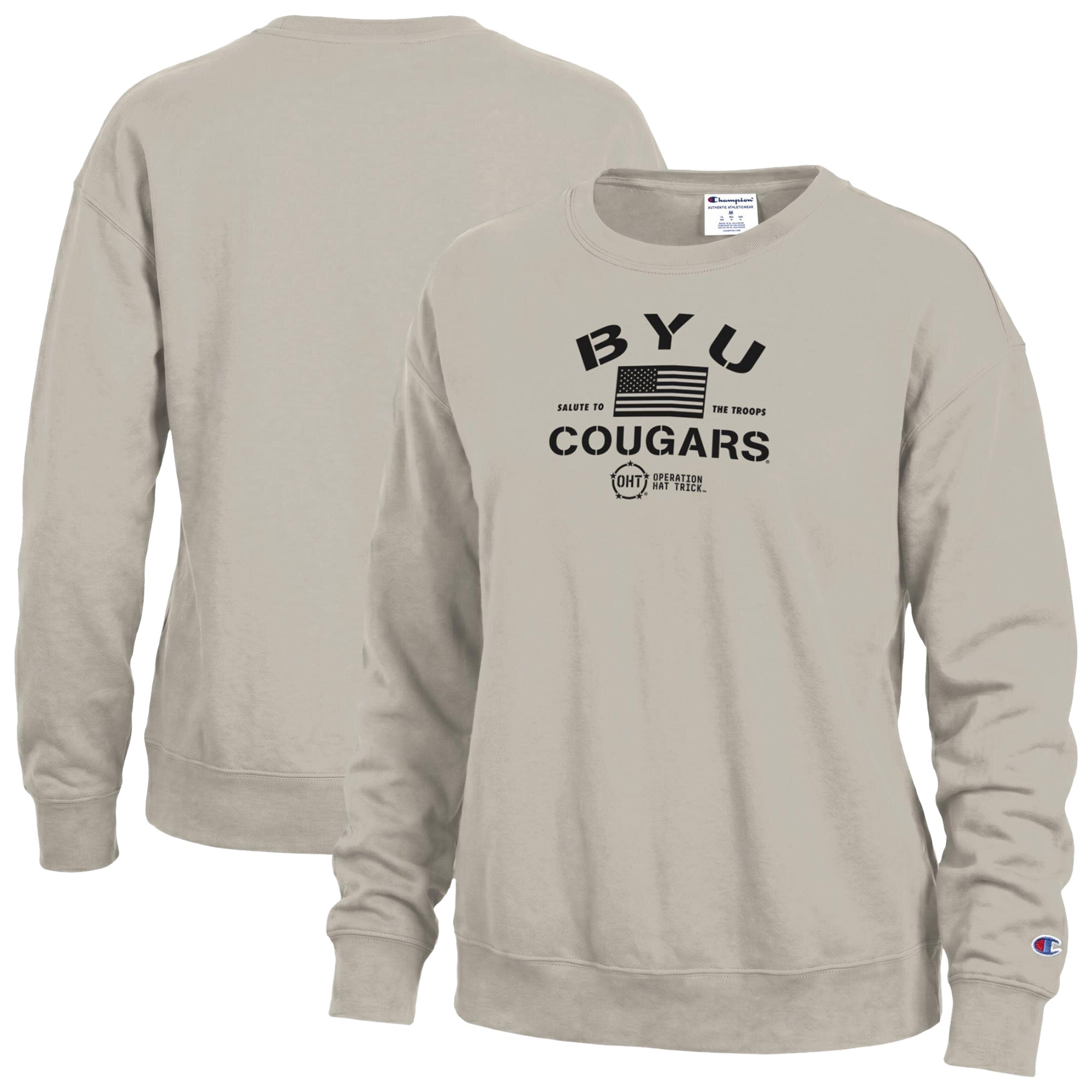 Sweat-shirt Powerblend Champion Tan pour femmes BYU Cougars Operation Hat Trick