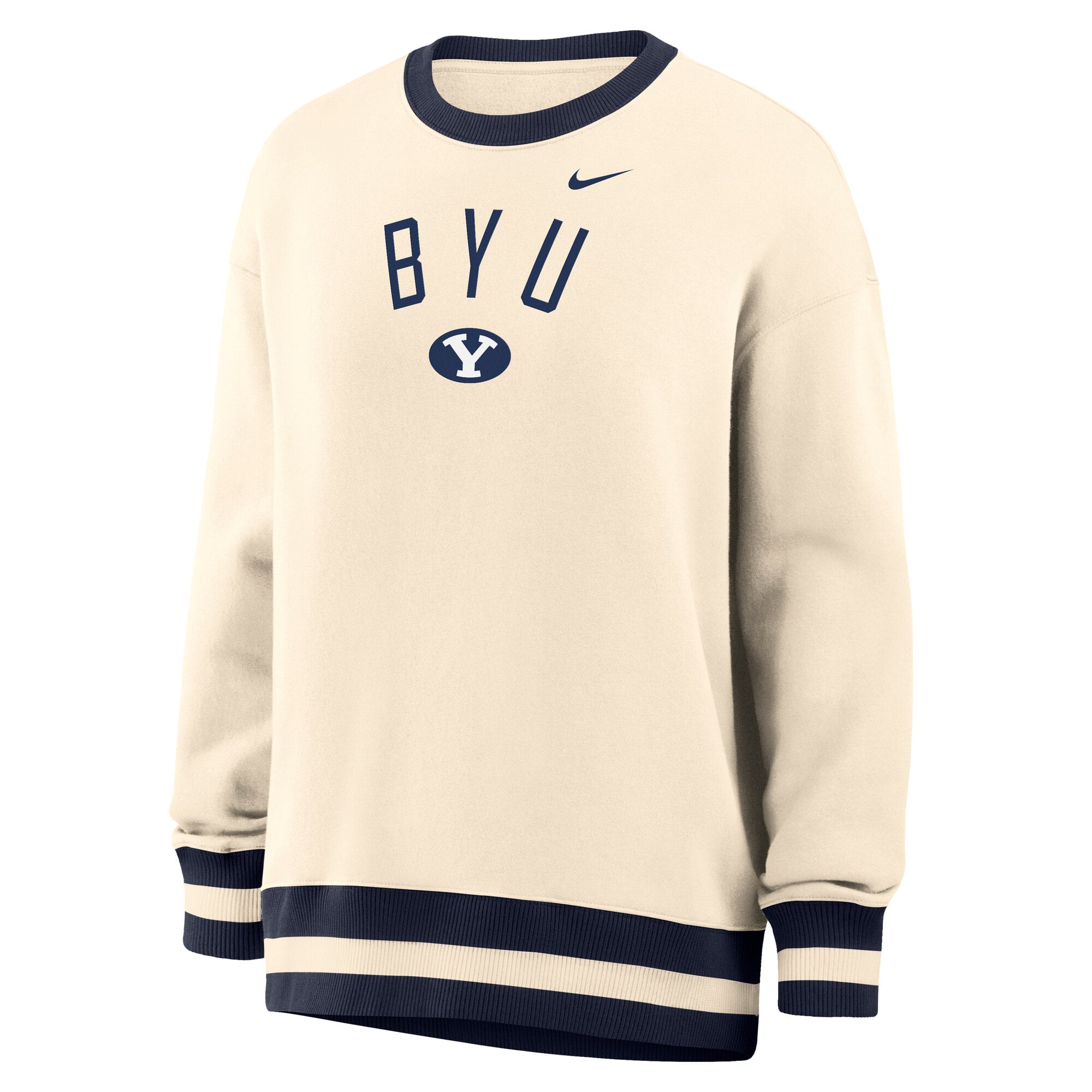 Women's Nike Natural BYU Cougars Oversized Phoenix Fleece Sweatshirt