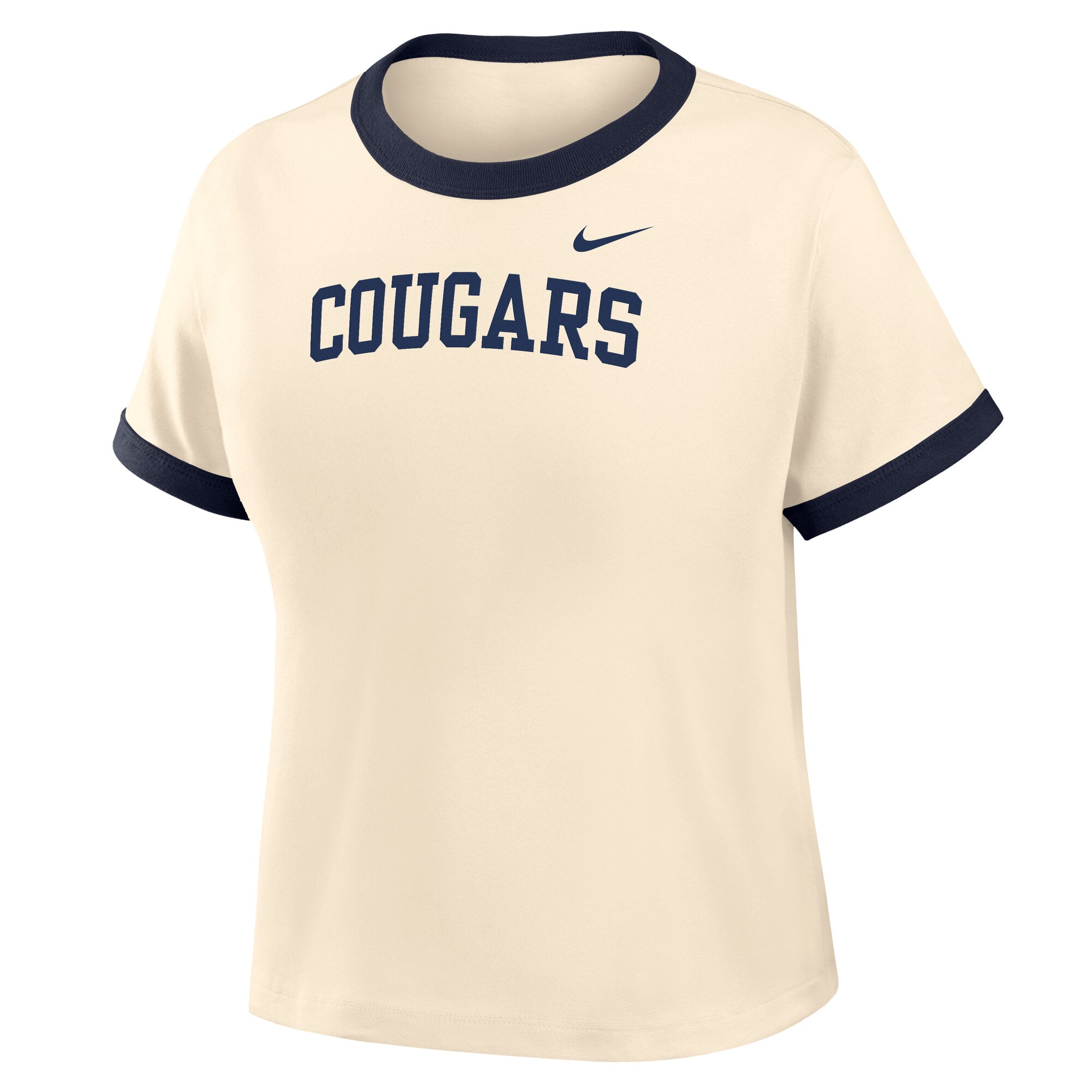 T-shirt court Nike Natural BYU Cougars Ringer Mod pour femme