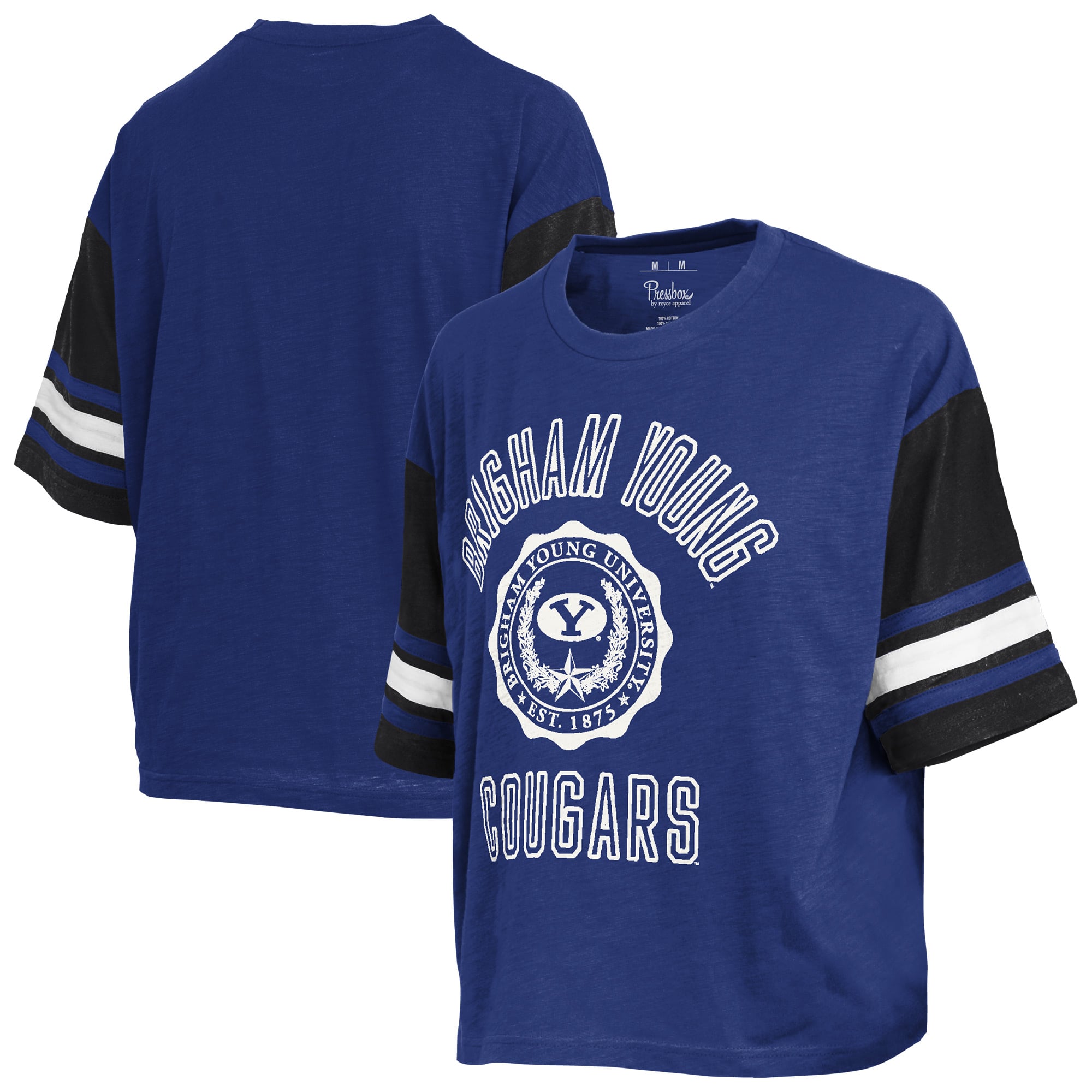 T-shirt à logo Pressbox Royal BYU Cougars Sunday Colorblock pour femmes