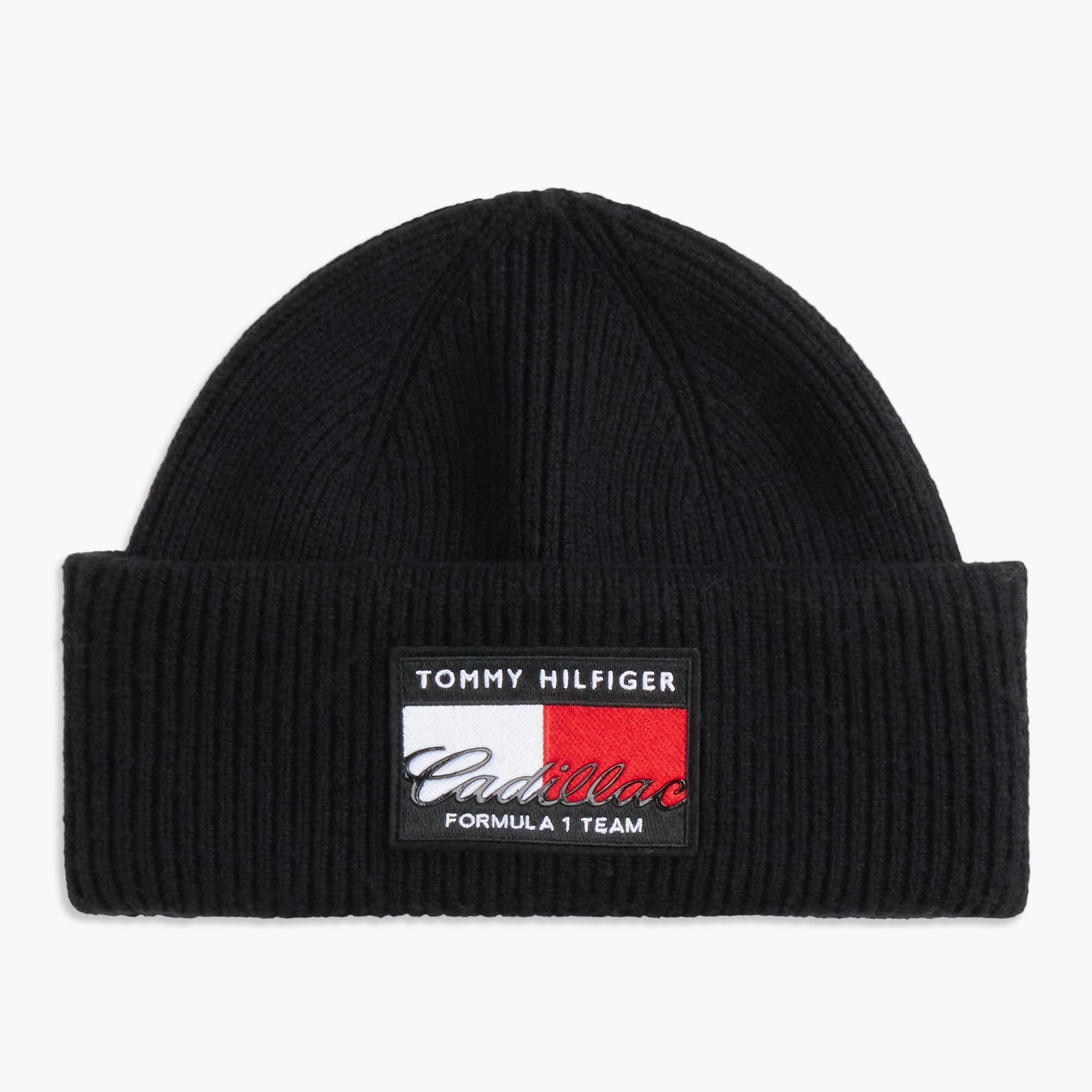 Unisex Tommy Hilfiger  Black Cadillac F1 Team Flag Cuffed Knit Hat