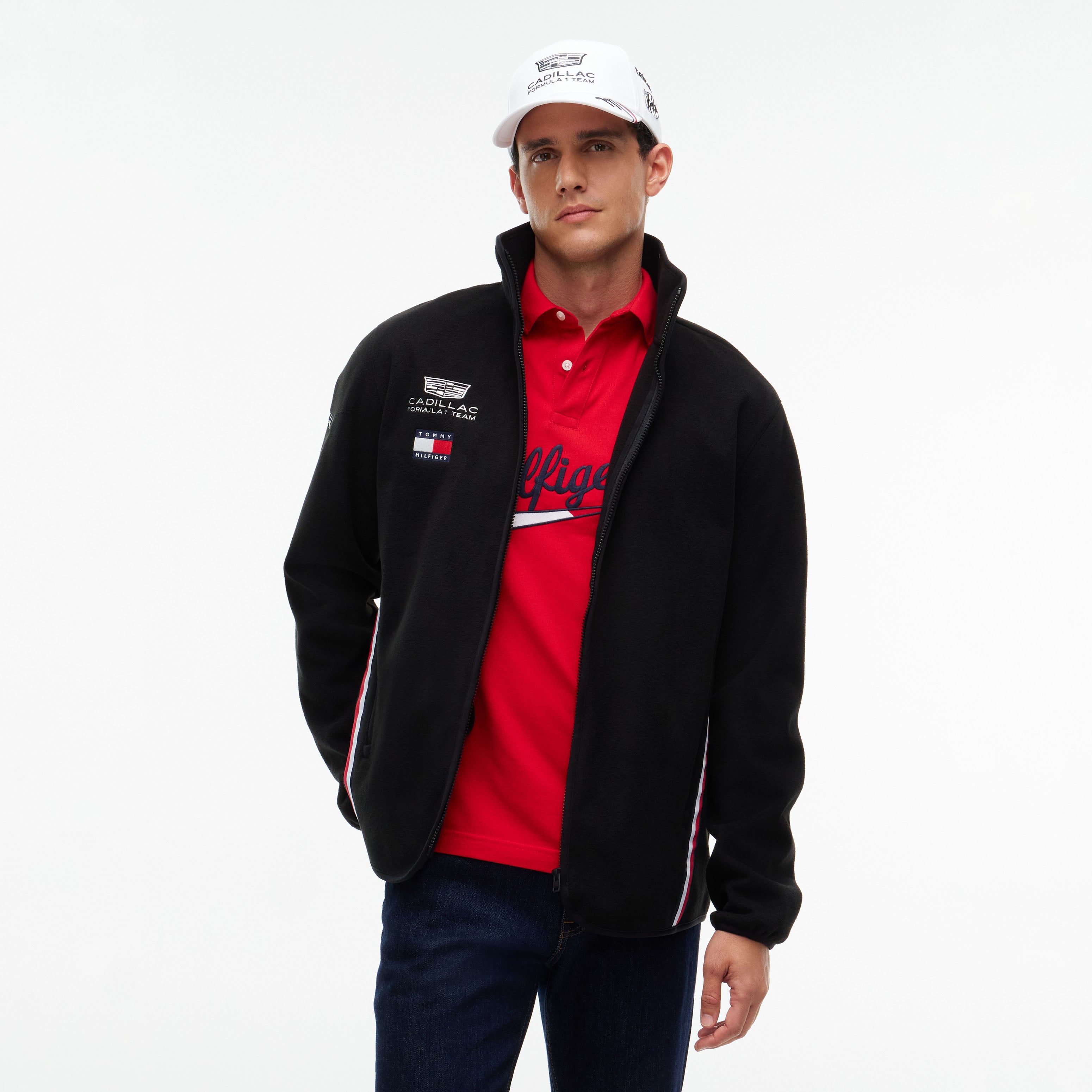 Unisex Tommy Hilfiger Black Cadillac F1 Team Replica Fleece Full-Zip Jacket