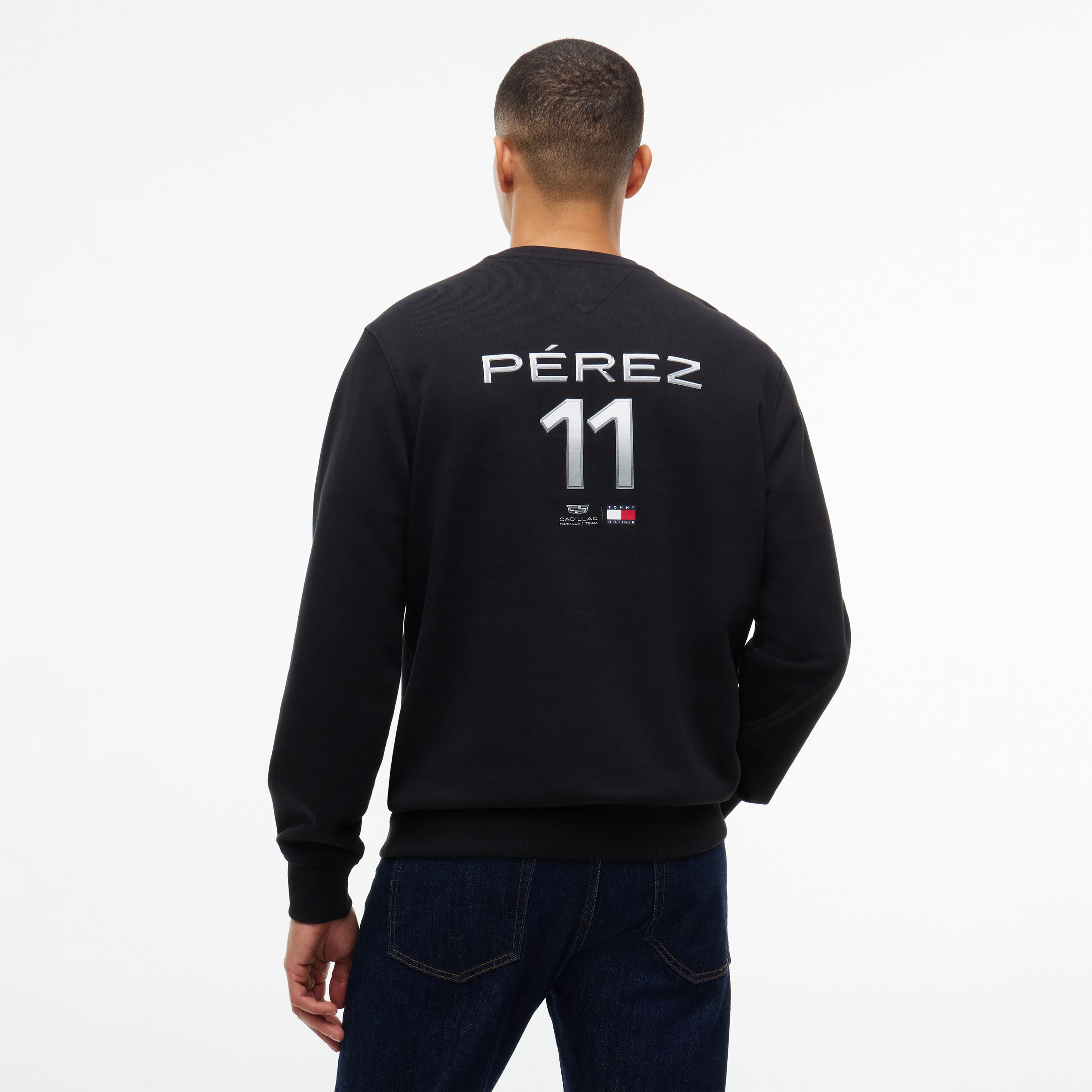 Unisex Tommy Hilfiger Sergio Perez Black Cadillac F1 Team Driver's Chevron Sweatshirt