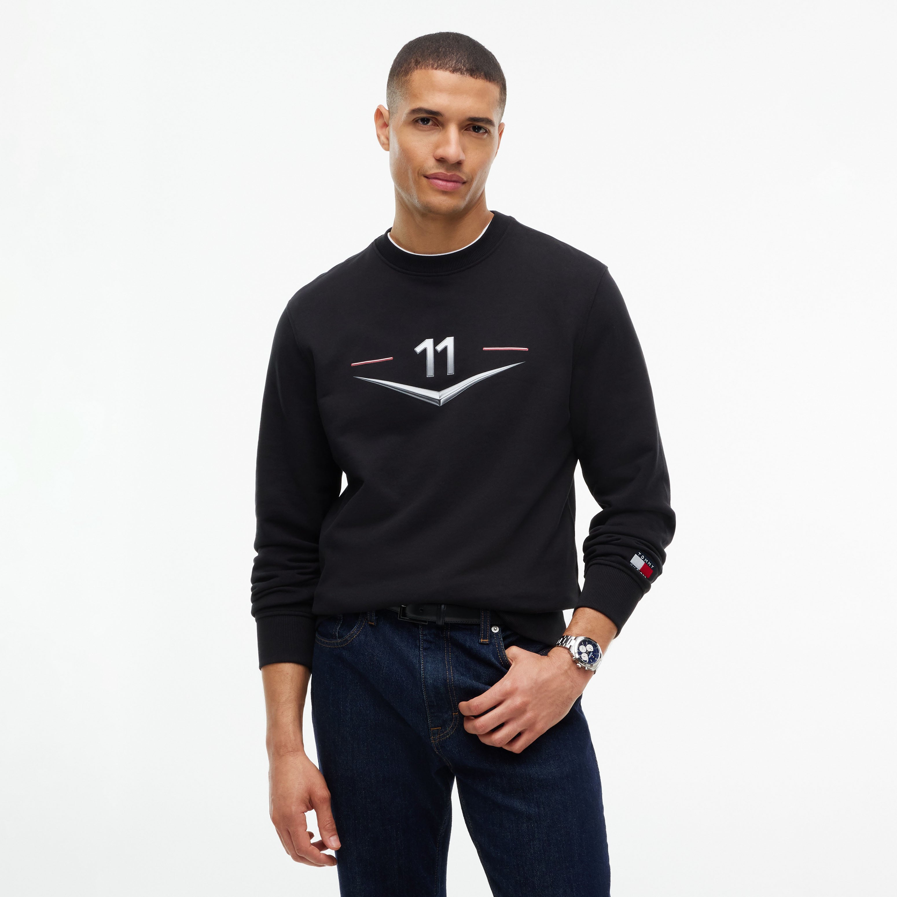Unisex Tommy Hilfiger Sergio Perez Black Cadillac F1 Team Driver's Chevron Sweatshirt