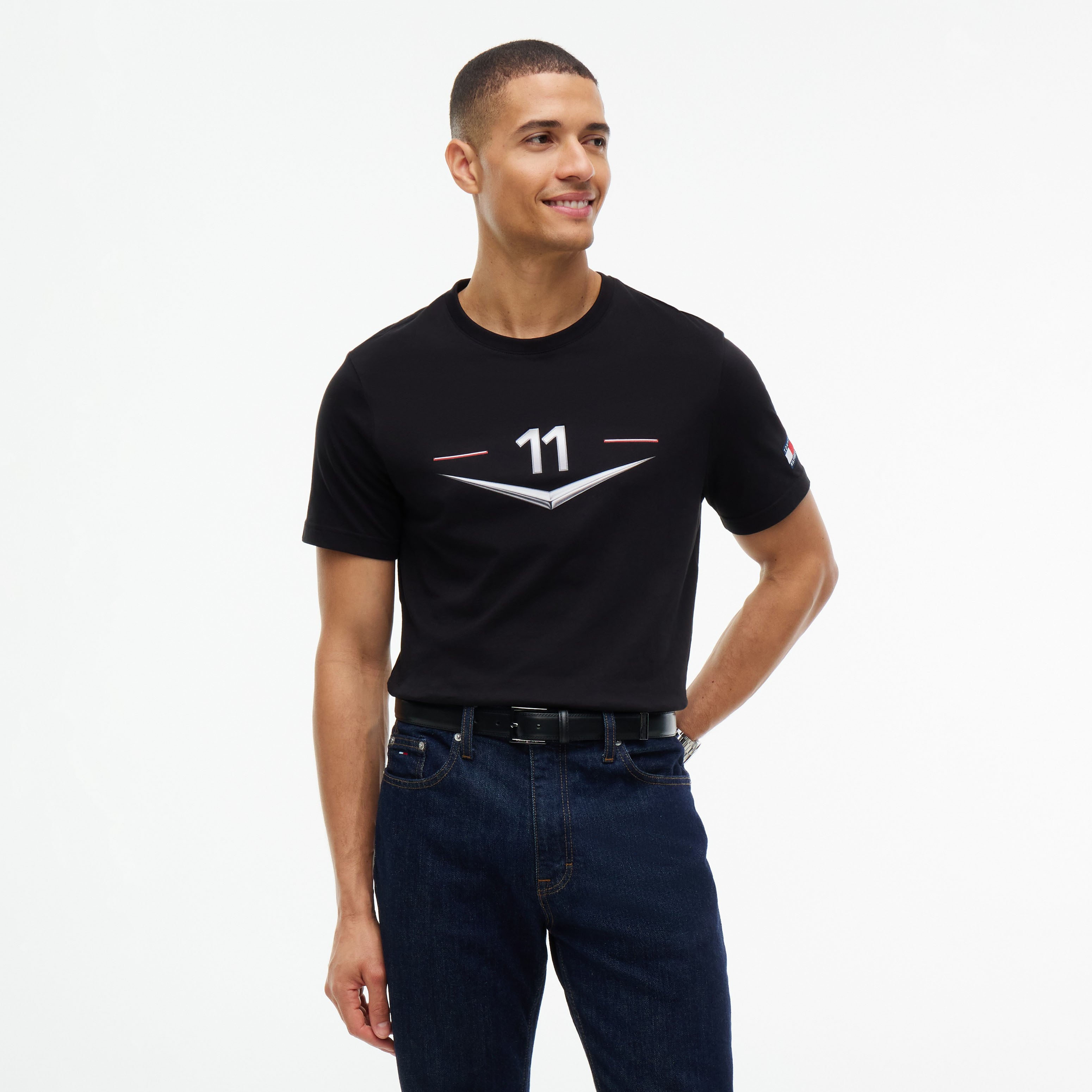 Unisex Tommy Hilfiger Sergio Perez Black Cadillac F1 Team Driver's Chevron T-Shirt