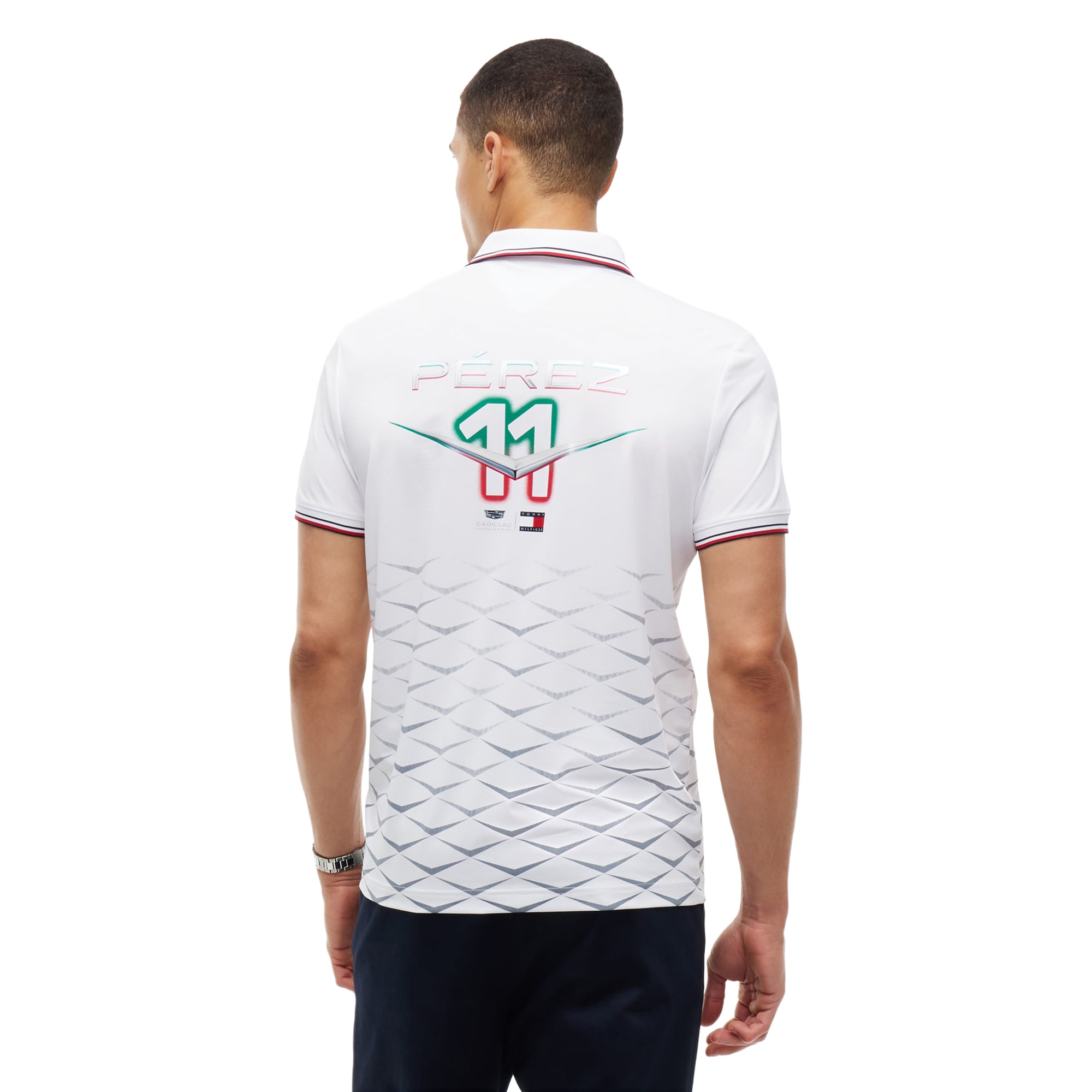 Unisex Tommy Hilfiger Sergio Perez White Cadillac F1 Team Mexico Polo