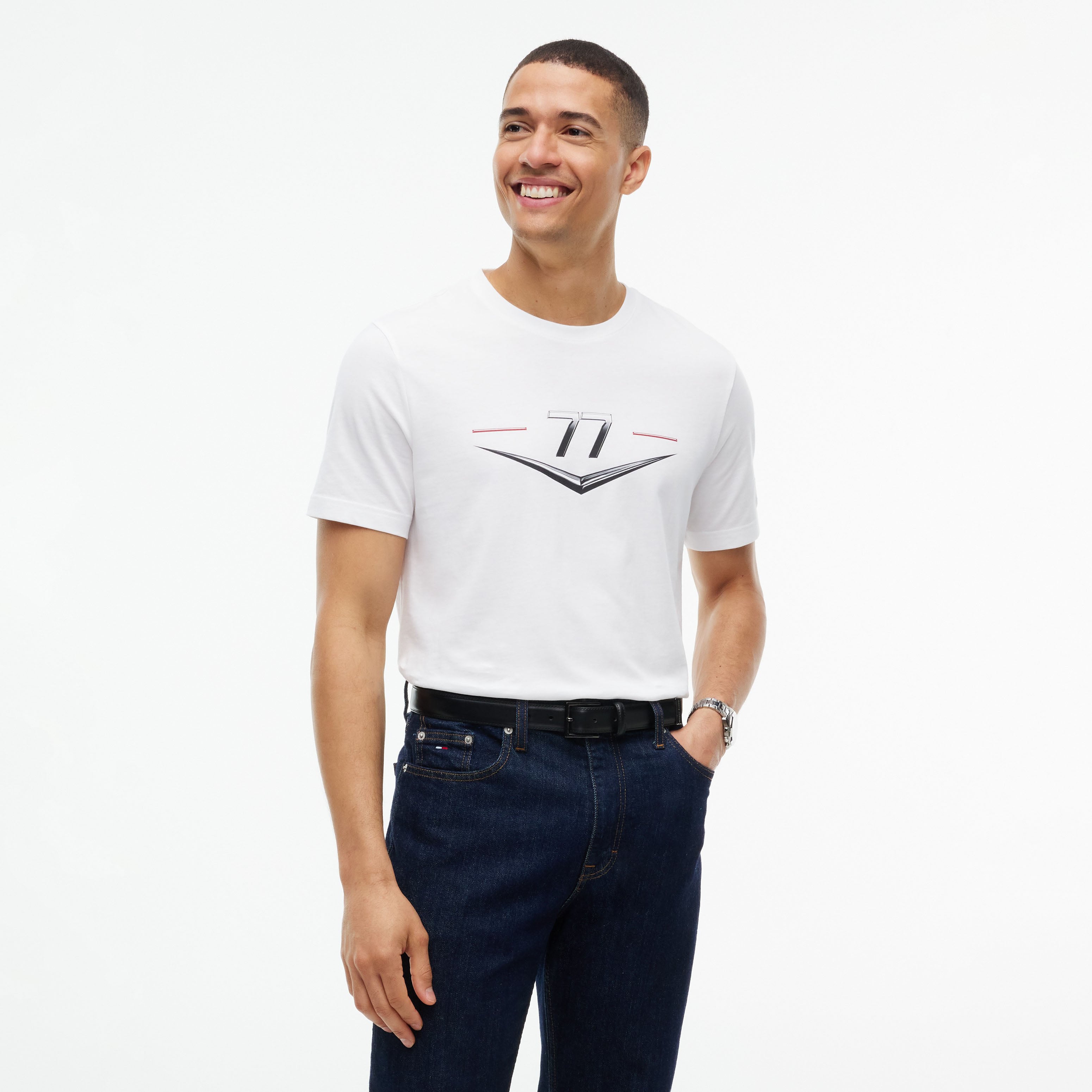 Unisex Tommy Hilfiger Valtteri Bottas White Cadillac F1 Team Driver's Chevron T-Shirt