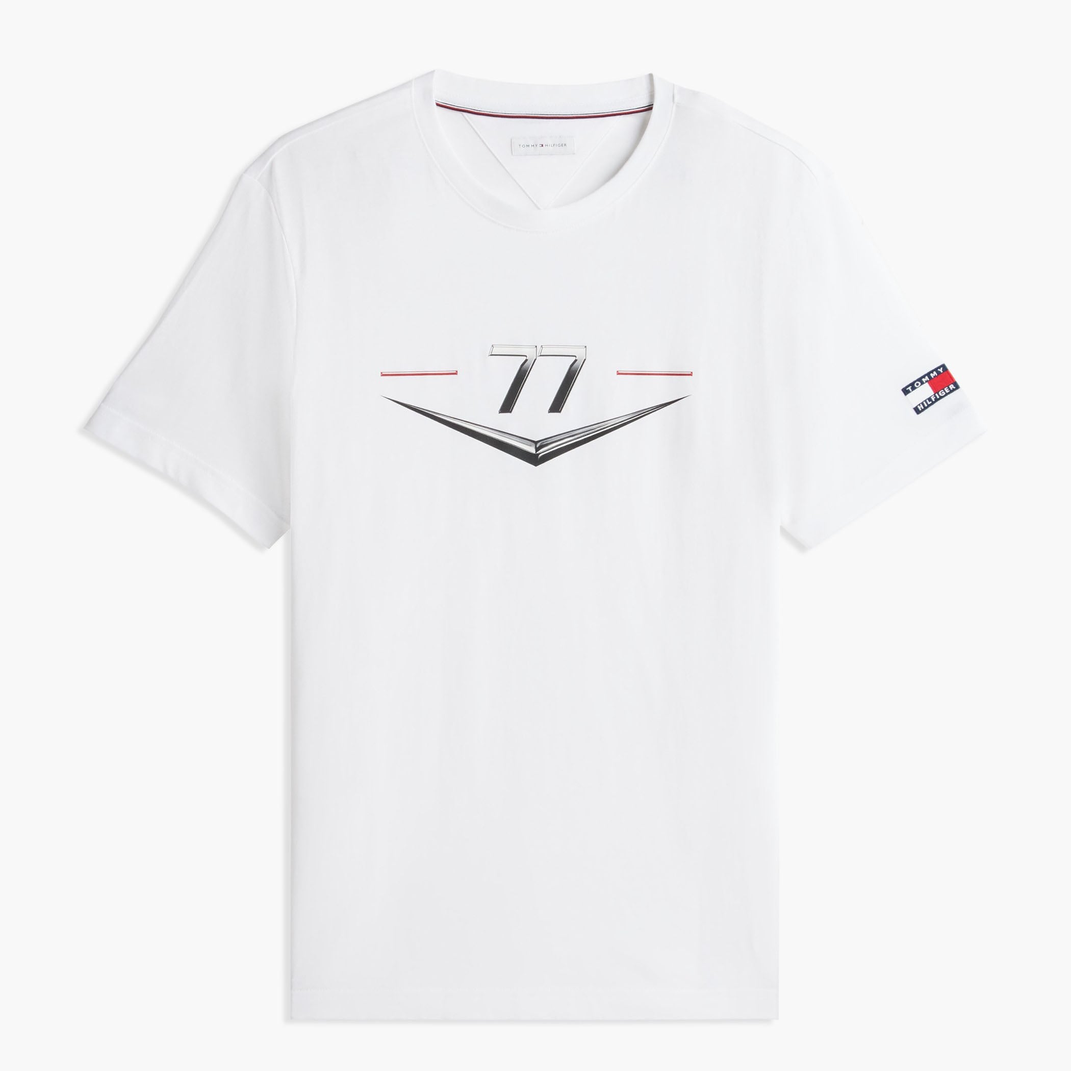 Unisex Tommy Hilfiger Valtteri Bottas White Cadillac F1 Team Driver's Chevron T-Shirt