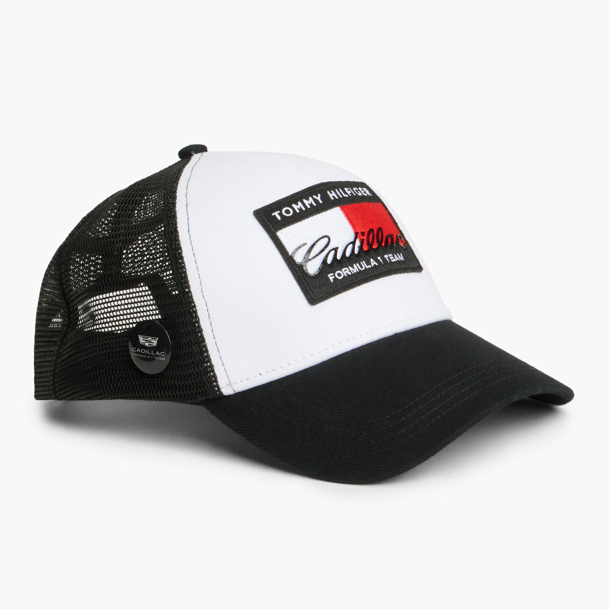 Unisex Tommy Hilfiger White Cadillac F1 Team Flag Trucker Adjustable Hat