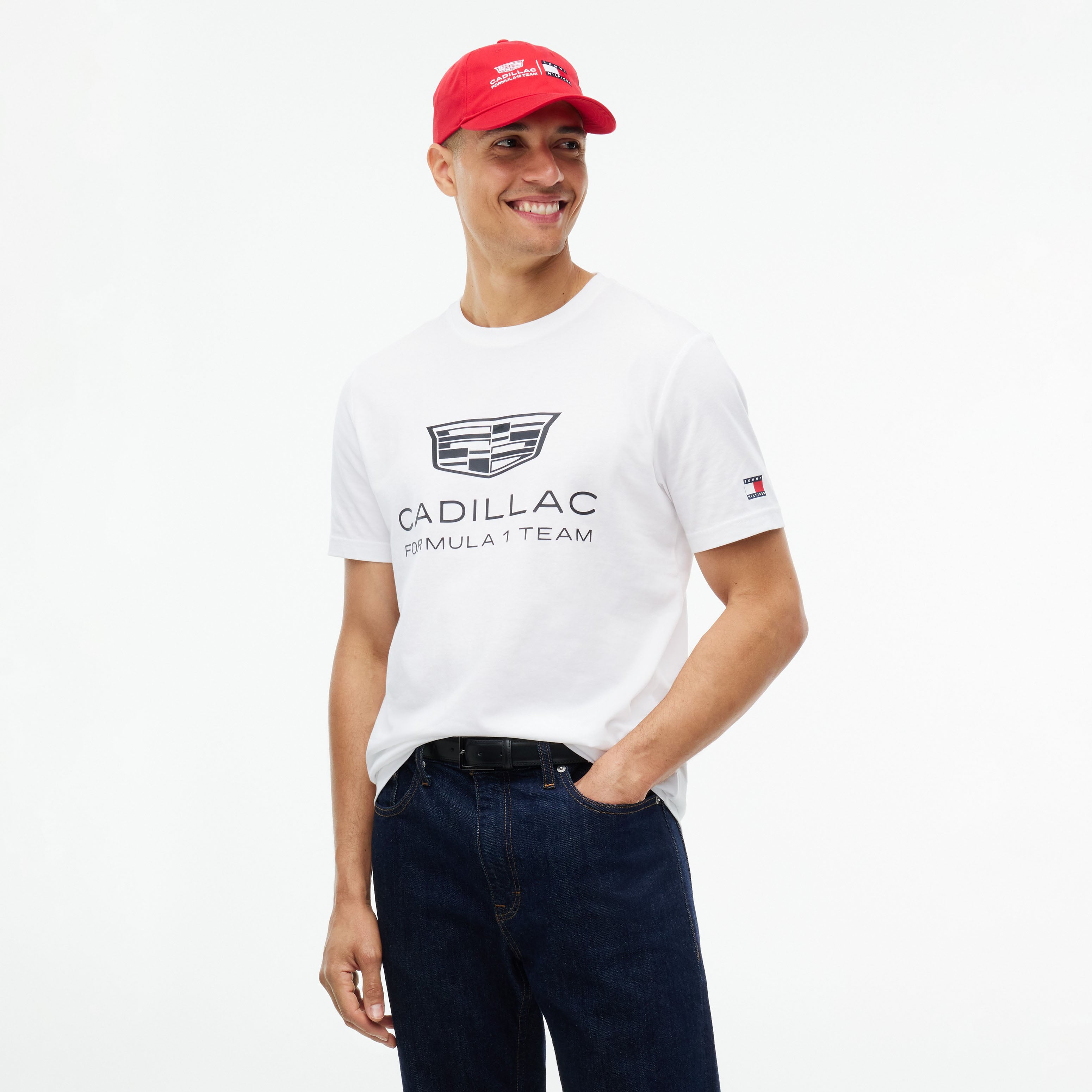 Unisex Tommy Hilfiger White Cadillac F1 Team Shield T-Shirt