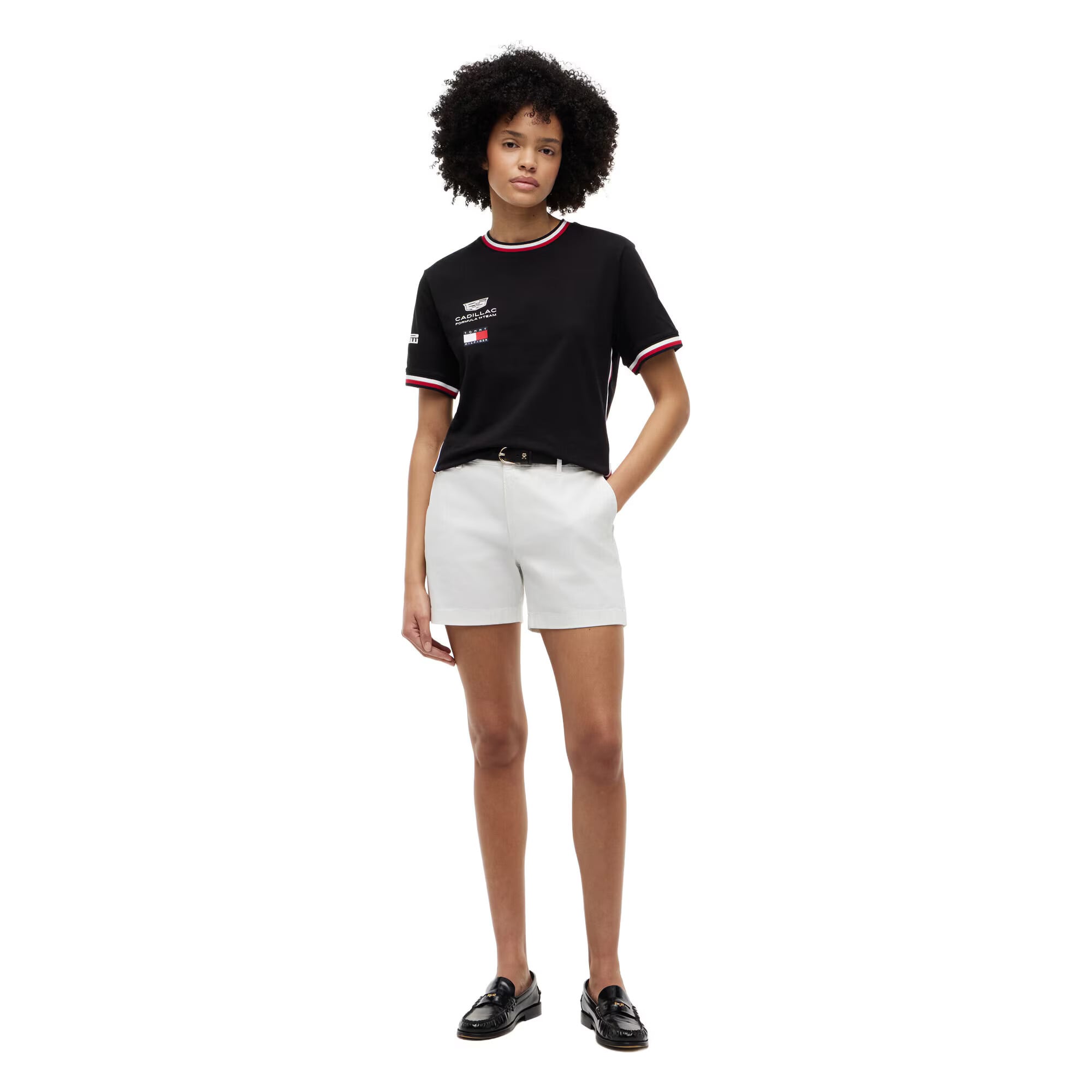 T-shirt unisexe Tommy Hilfiger x Cadillac F1 Team blanc avec logo réplique