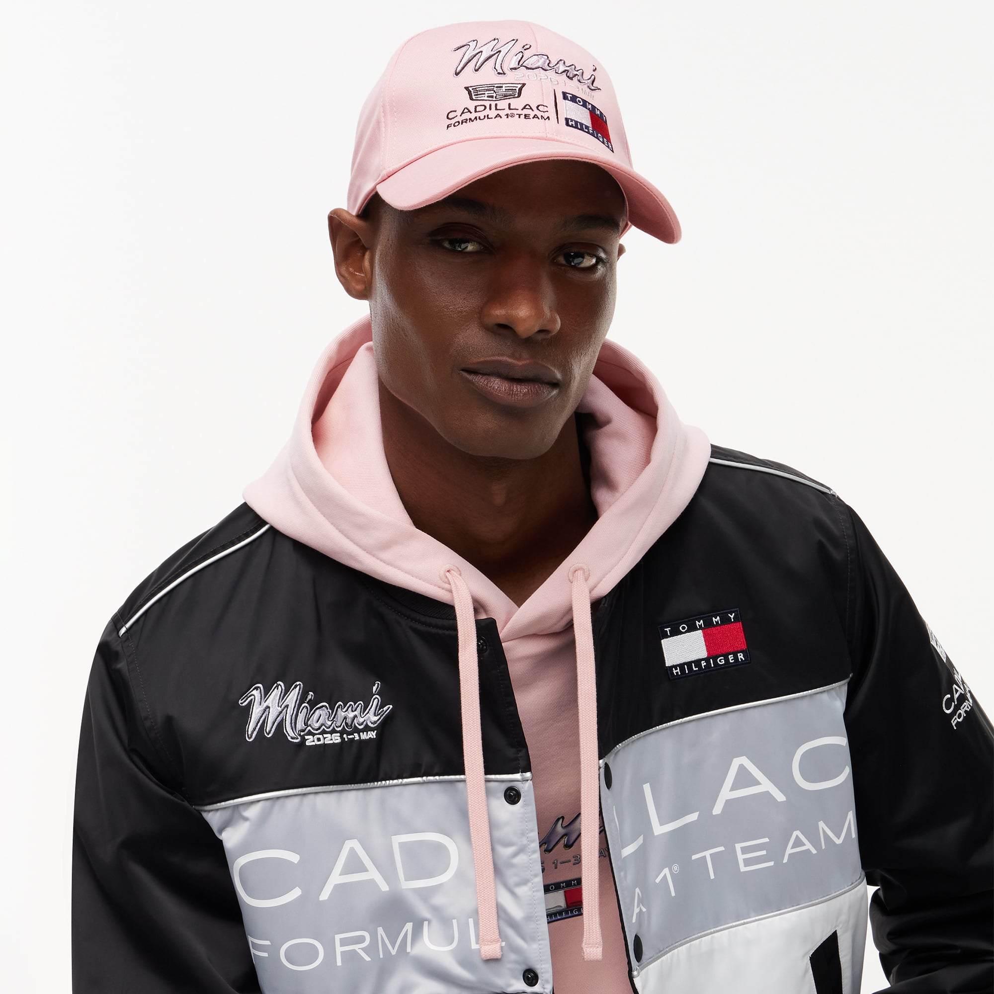 Unisex Tommy Hilfiger x Cadillac F1 Team Pink Miami Logo Adjustable Hat