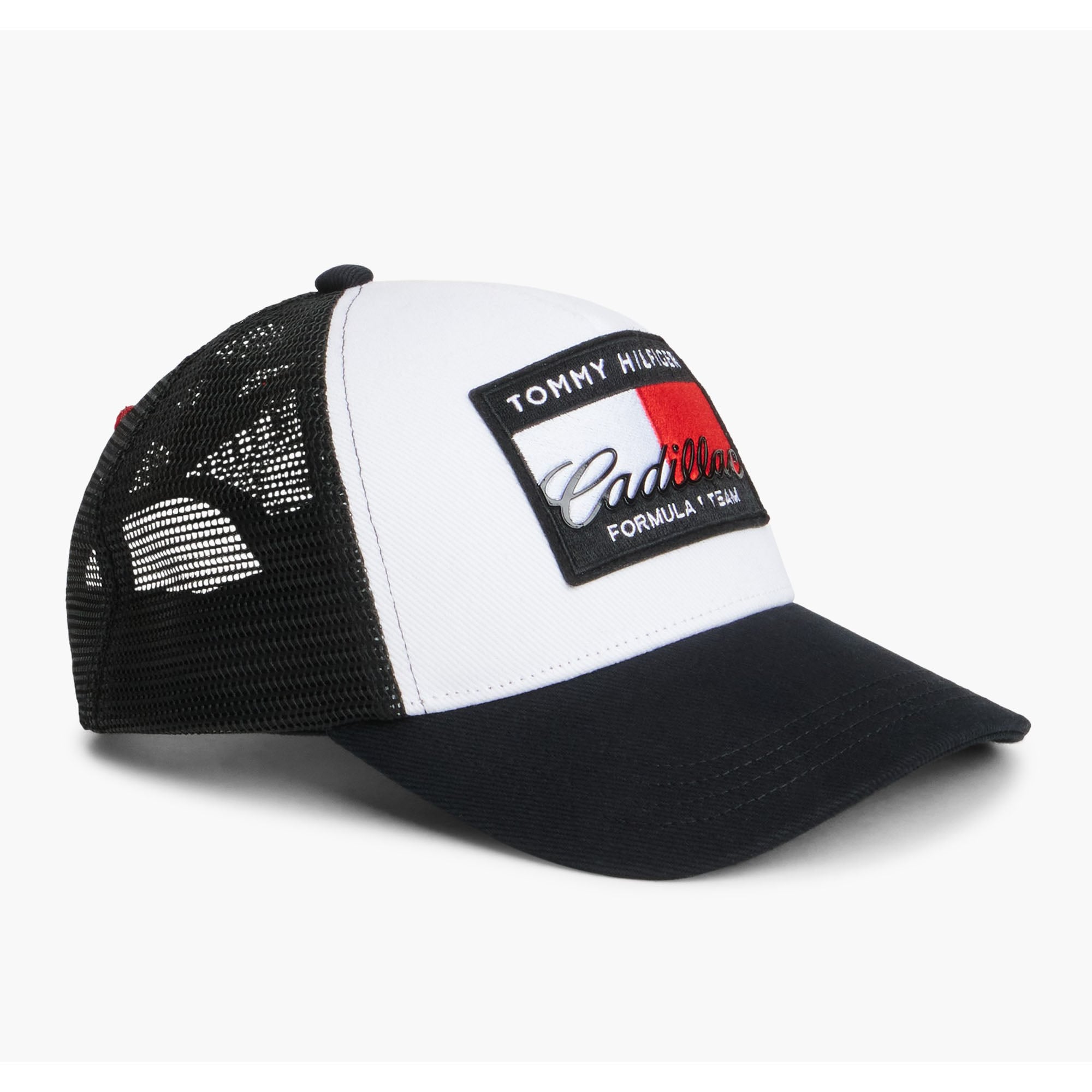 Youth Tommy Hilfiger Black Cadillac F1 Team Flag Trucker Adjustable Hat