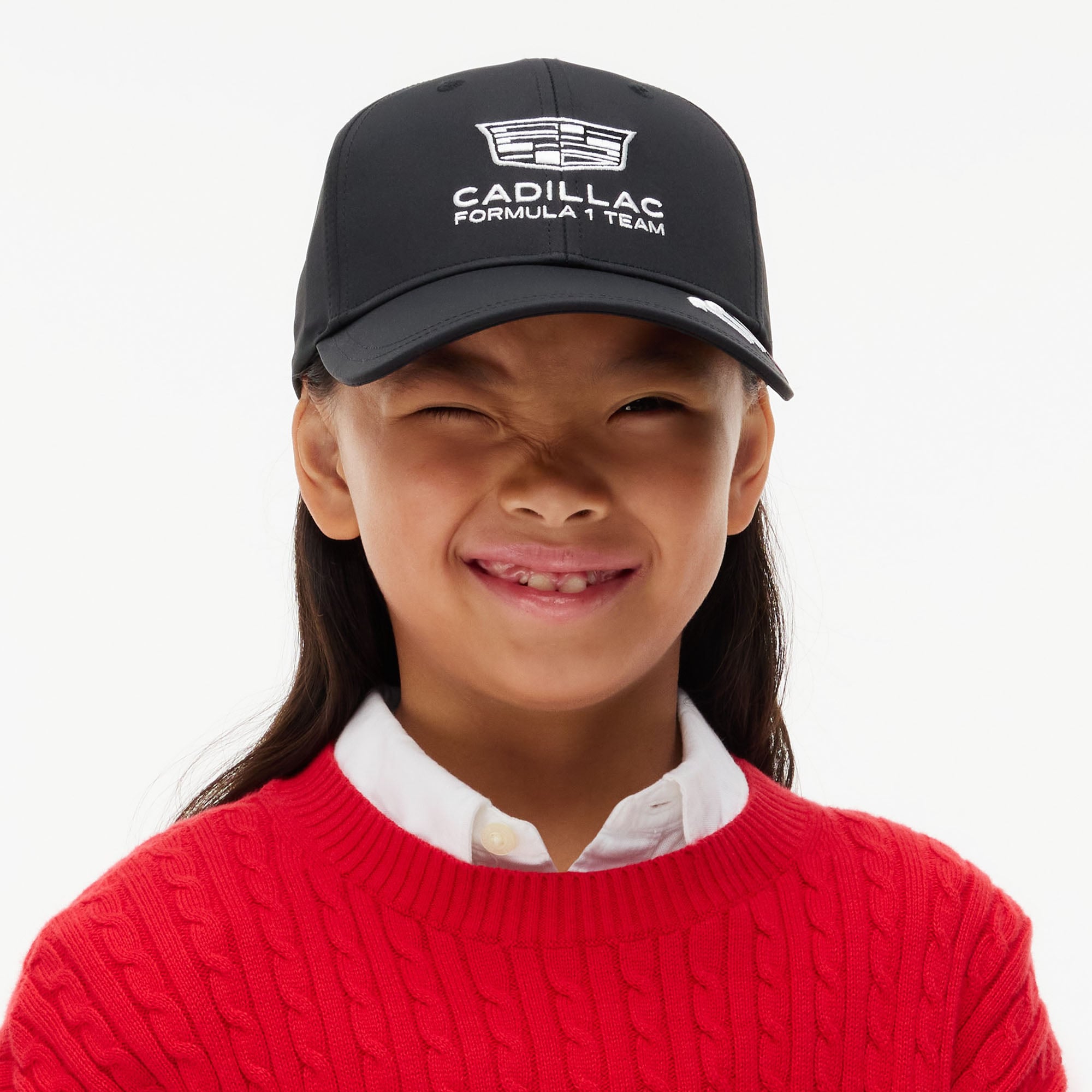 Youth Tommy Hilfiger Black Cadillac F1 Team Flag Trucker Adjustable Hat