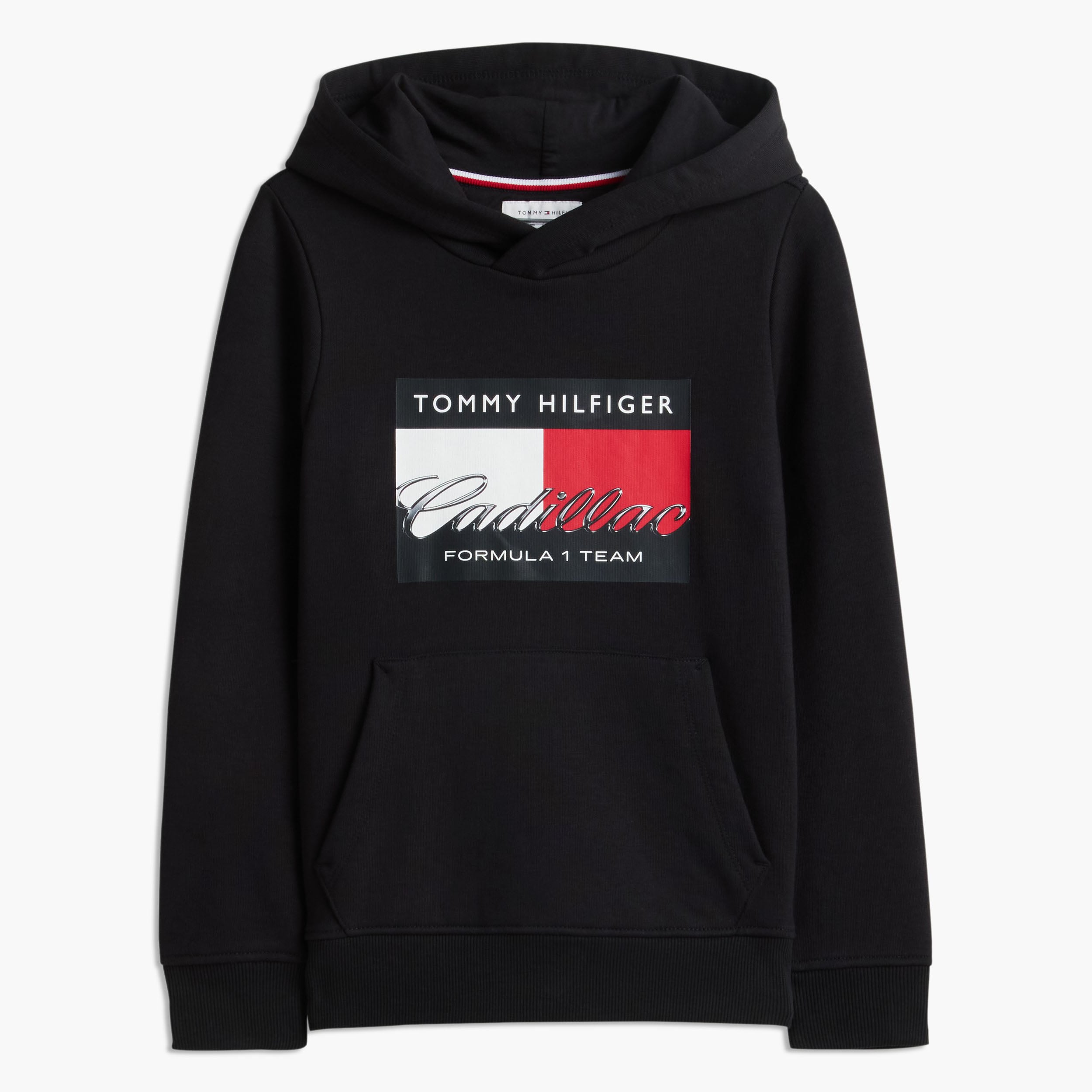 Youth Tommy Hilfiger Black Cadillac F1 Team Graphic Flag Hoodie