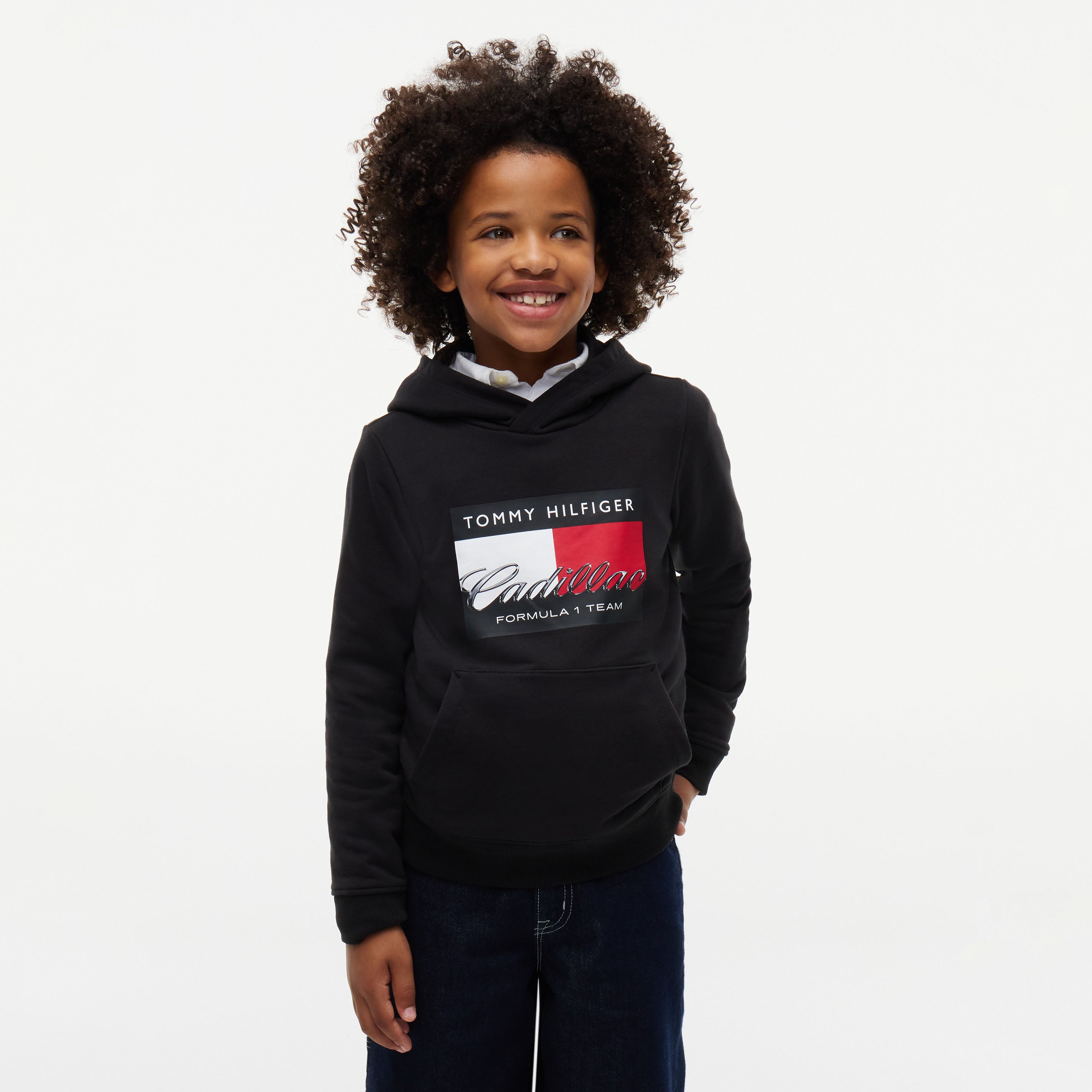 Youth Tommy Hilfiger Black Cadillac F1 Team Graphic Flag Hoodie