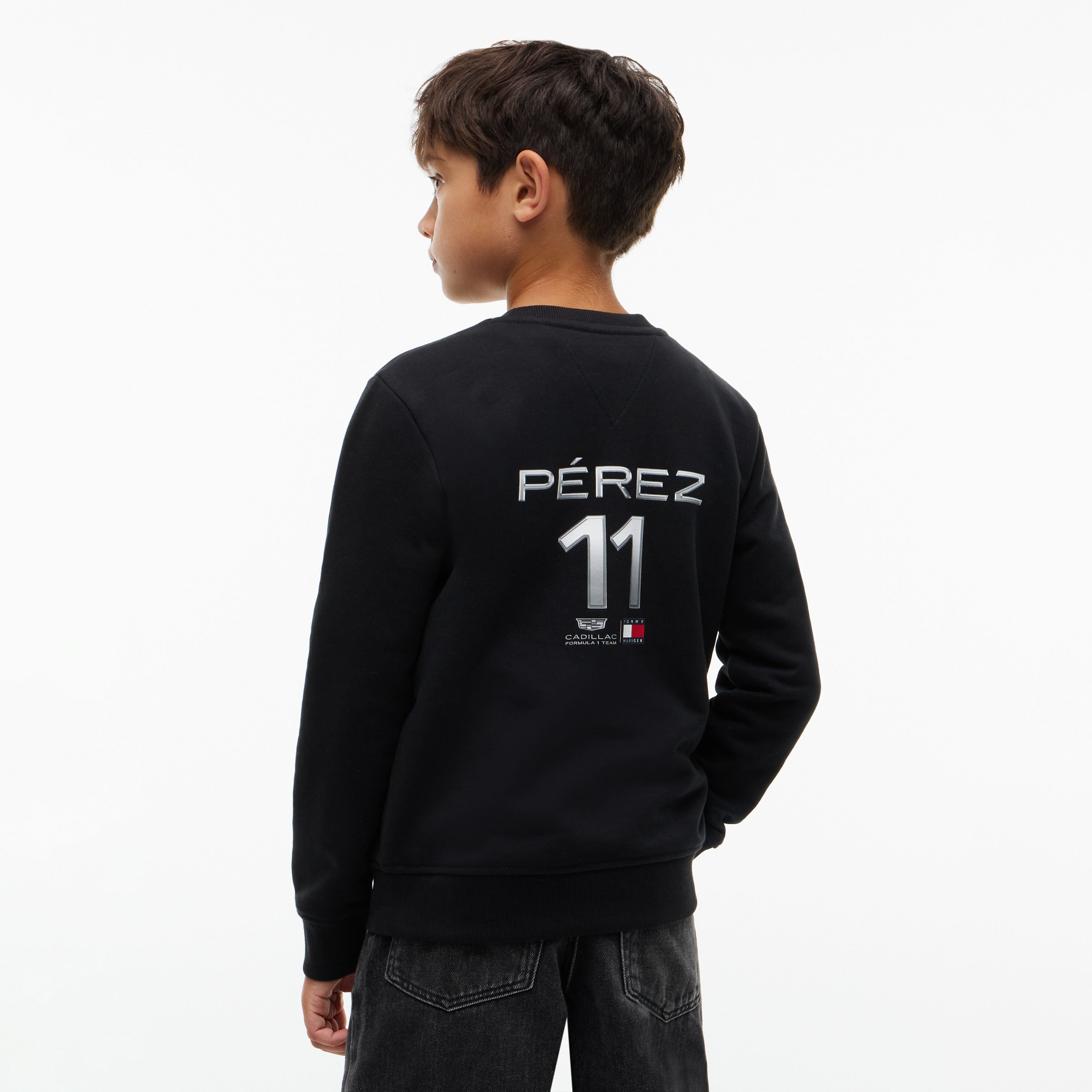 Youth Tommy Hilfiger Sergio Perez Black Cadillac F1 Team Chevron Sweatshirt