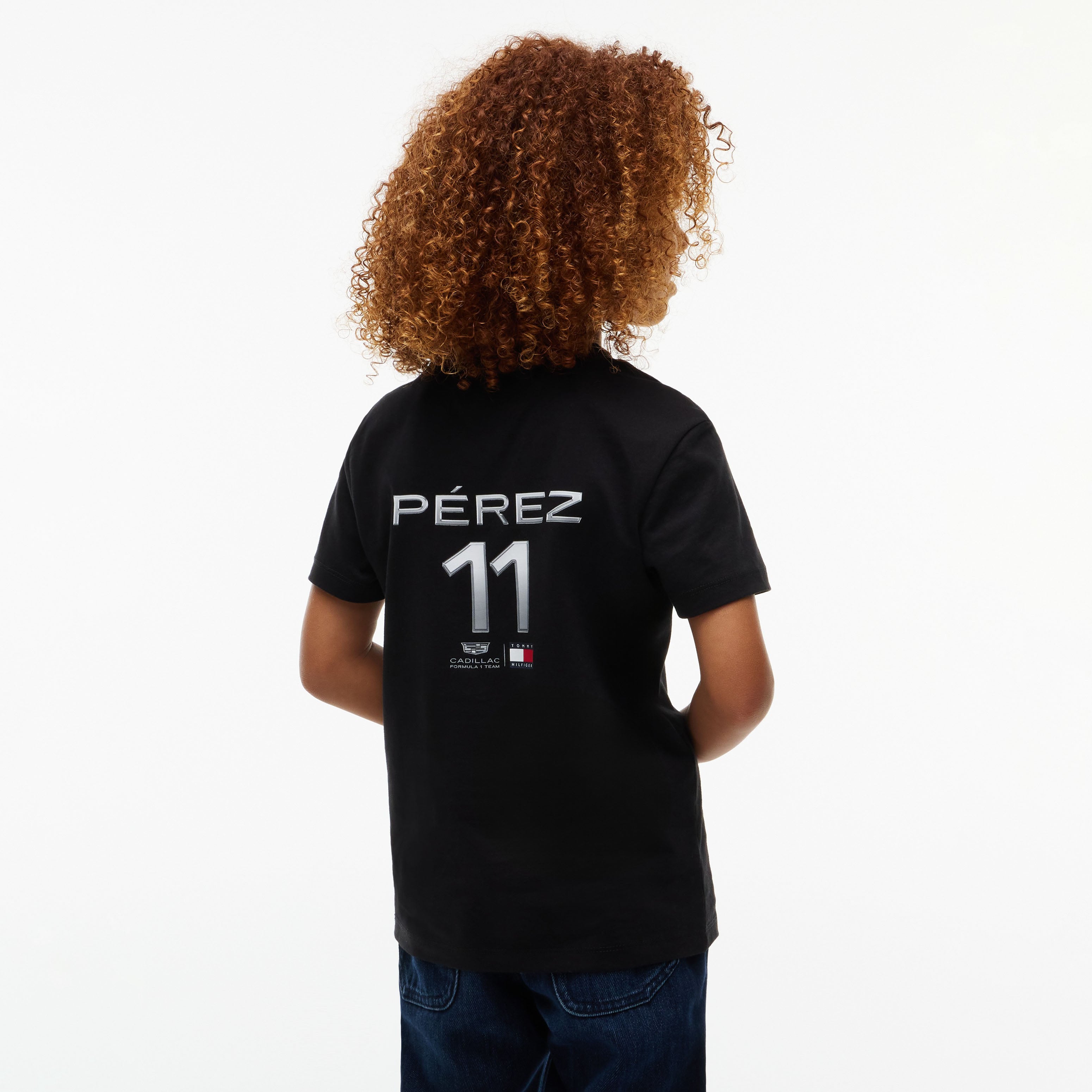 Youth Tommy Hilfiger Sergio Perez Black Cadillac F1 Team Driver's Chevron T-Shirt