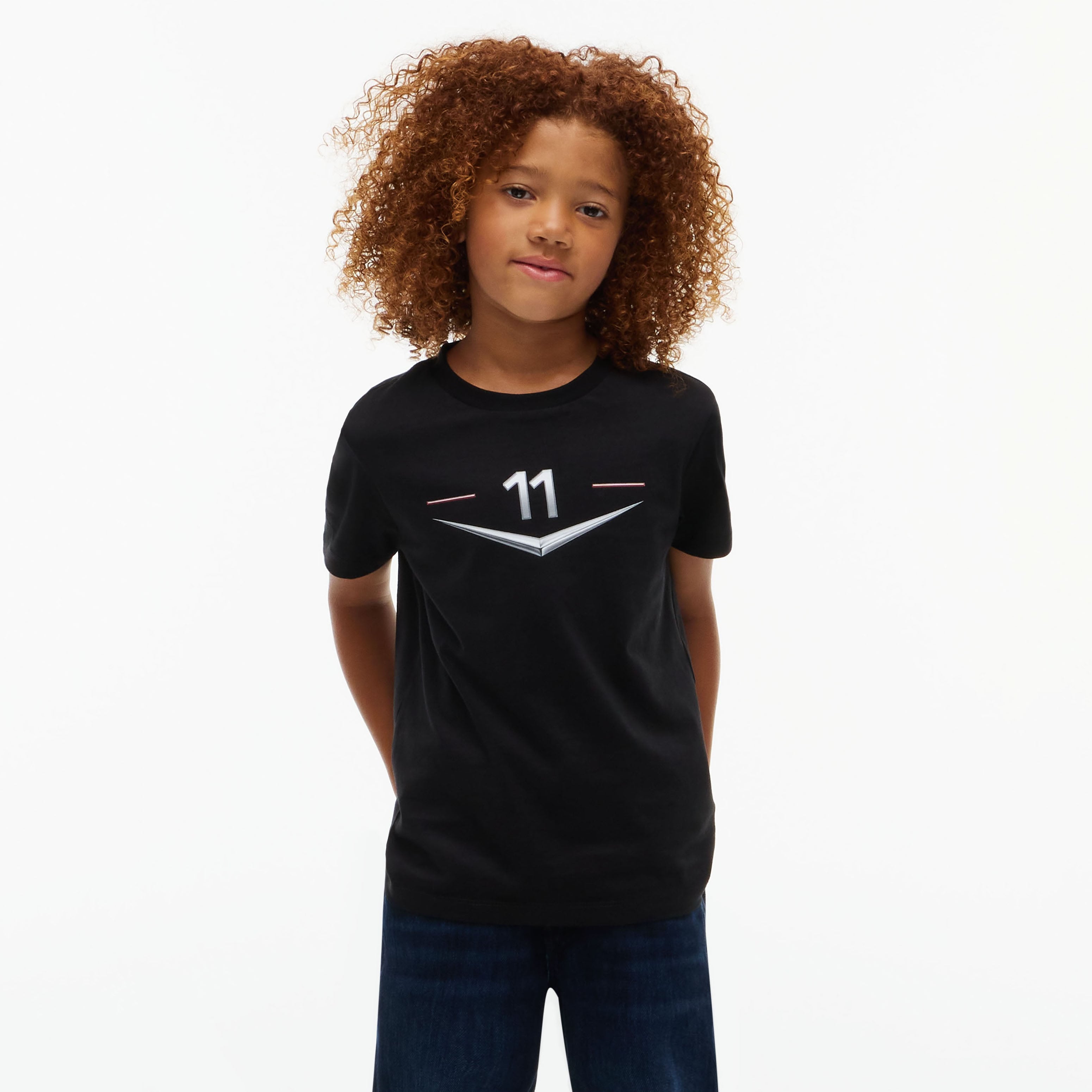 Youth Tommy Hilfiger Sergio Perez Black Cadillac F1 Team Driver's Chevron T-Shirt