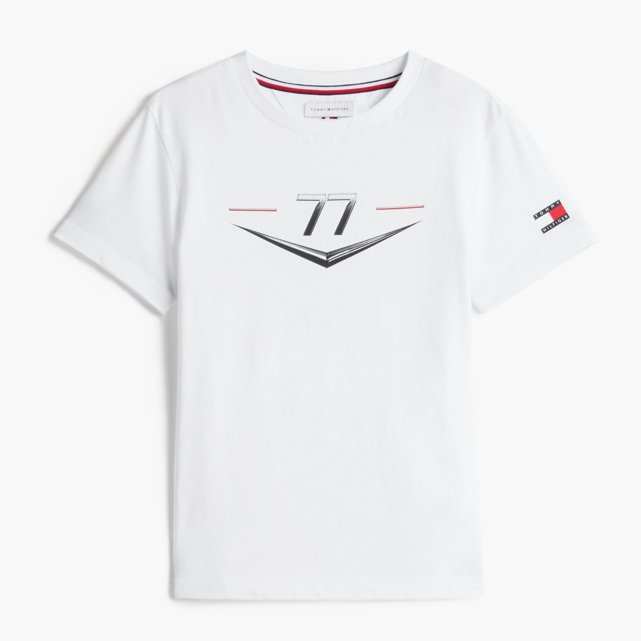 Youth Tommy Hilfiger Valtteri Bottas White Cadillac F1 Team Driver's Chevron T-Shirt