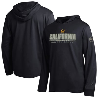  Cal Bears Champion Operation Hat Trick Camo Script Hooded Long Sleeve T-Shirt - Black