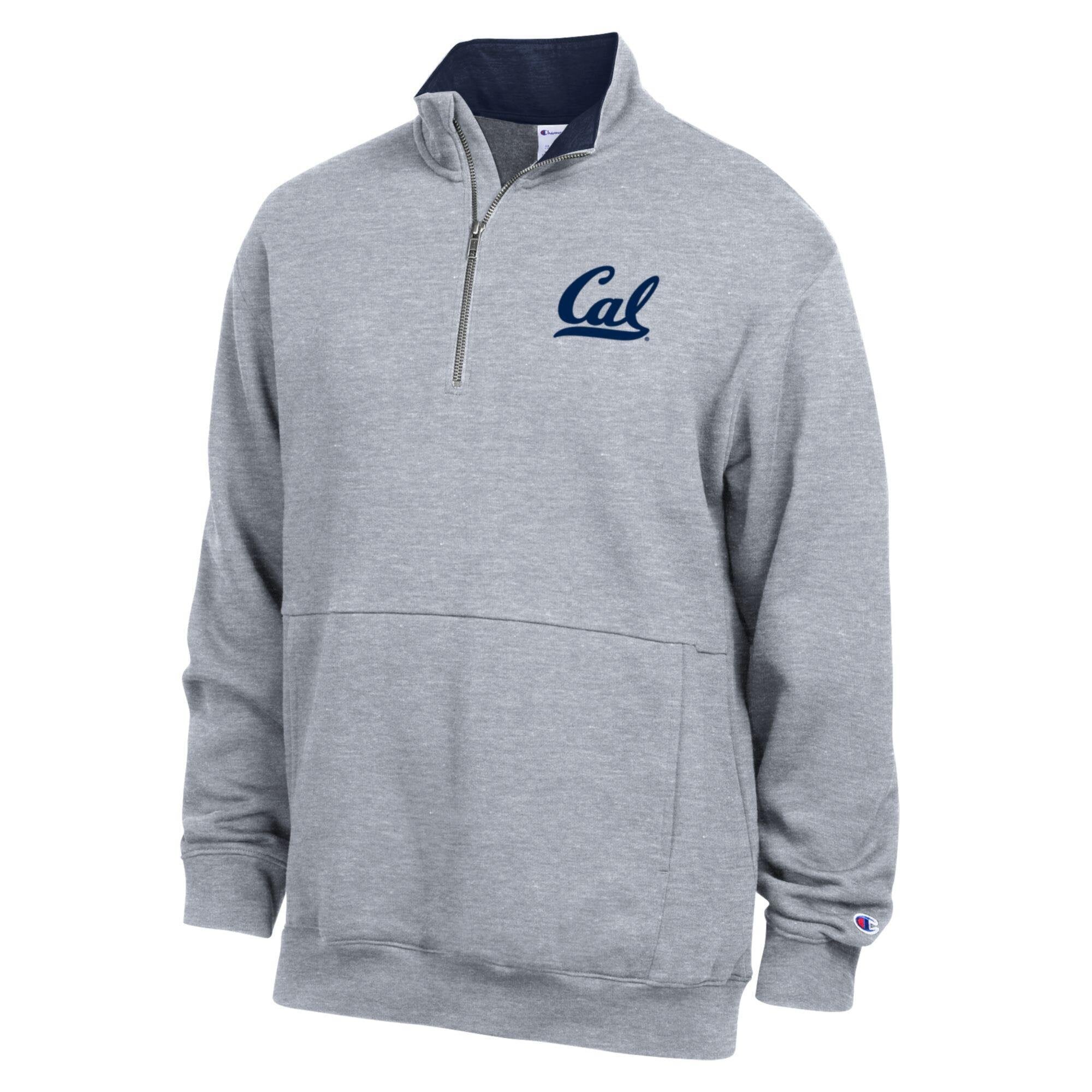Men's Champion Heather Gray Cal Bears Fleece Quarter-Zip Pullover