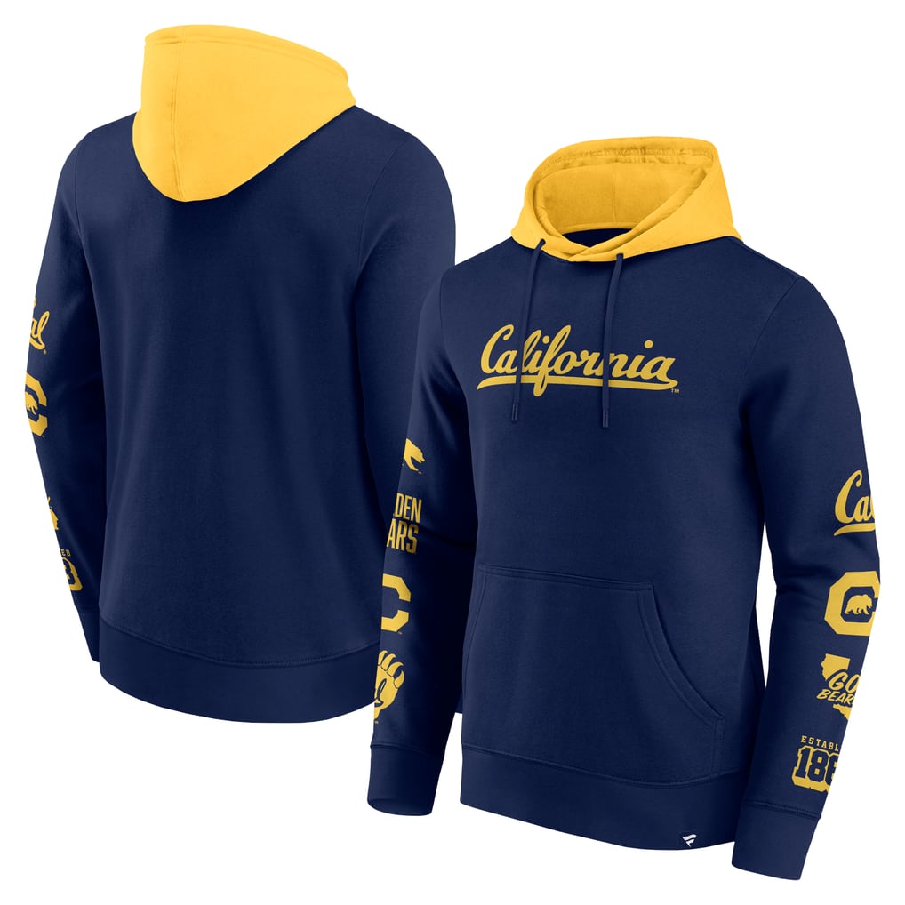 Men's Fanatics Navy/Gold Cal Bears Color Block Badge Fleece Pullover Hoodie
