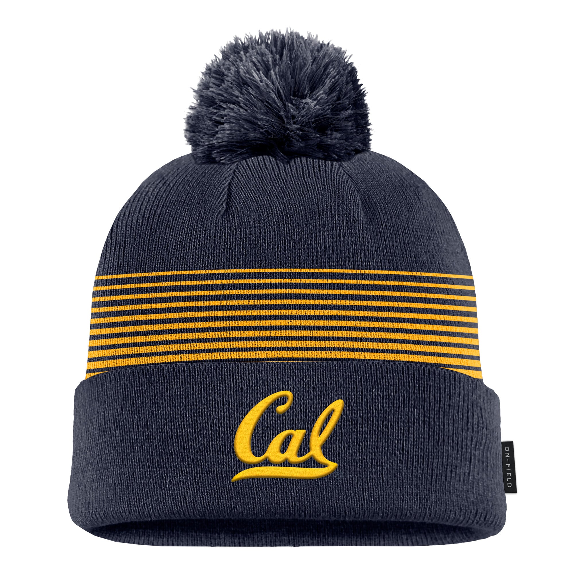 Men's Nike Navy Cal Bears 2026 On-Field Peak Cuffed Knit Hat with Pom