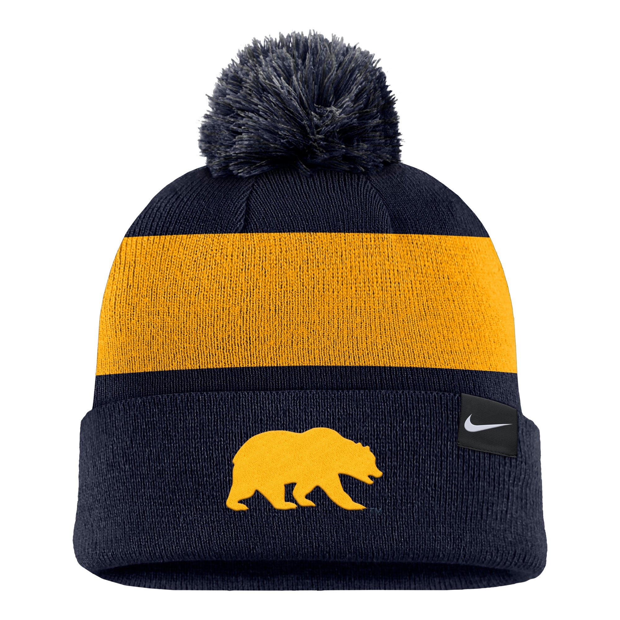 Bonnet à rayures et logo Nike Cal Bears Primetime bleu marine pour homme, avec pompon