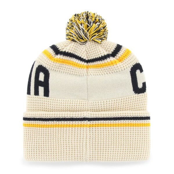Bonnet unisexe '47 Crème Cal Bears Quattrle en maille gaufrée à revers avec pompon