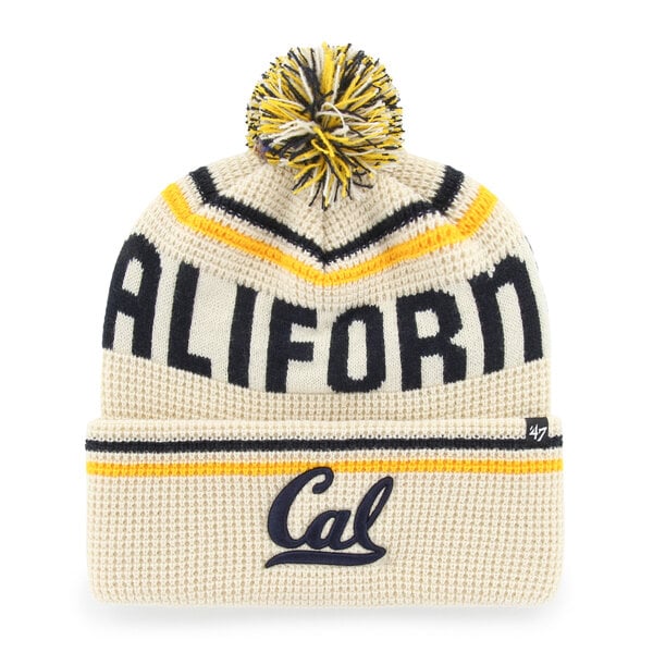 Bonnet unisexe '47 Crème Cal Bears Quattrle en maille gaufrée à revers avec pompon