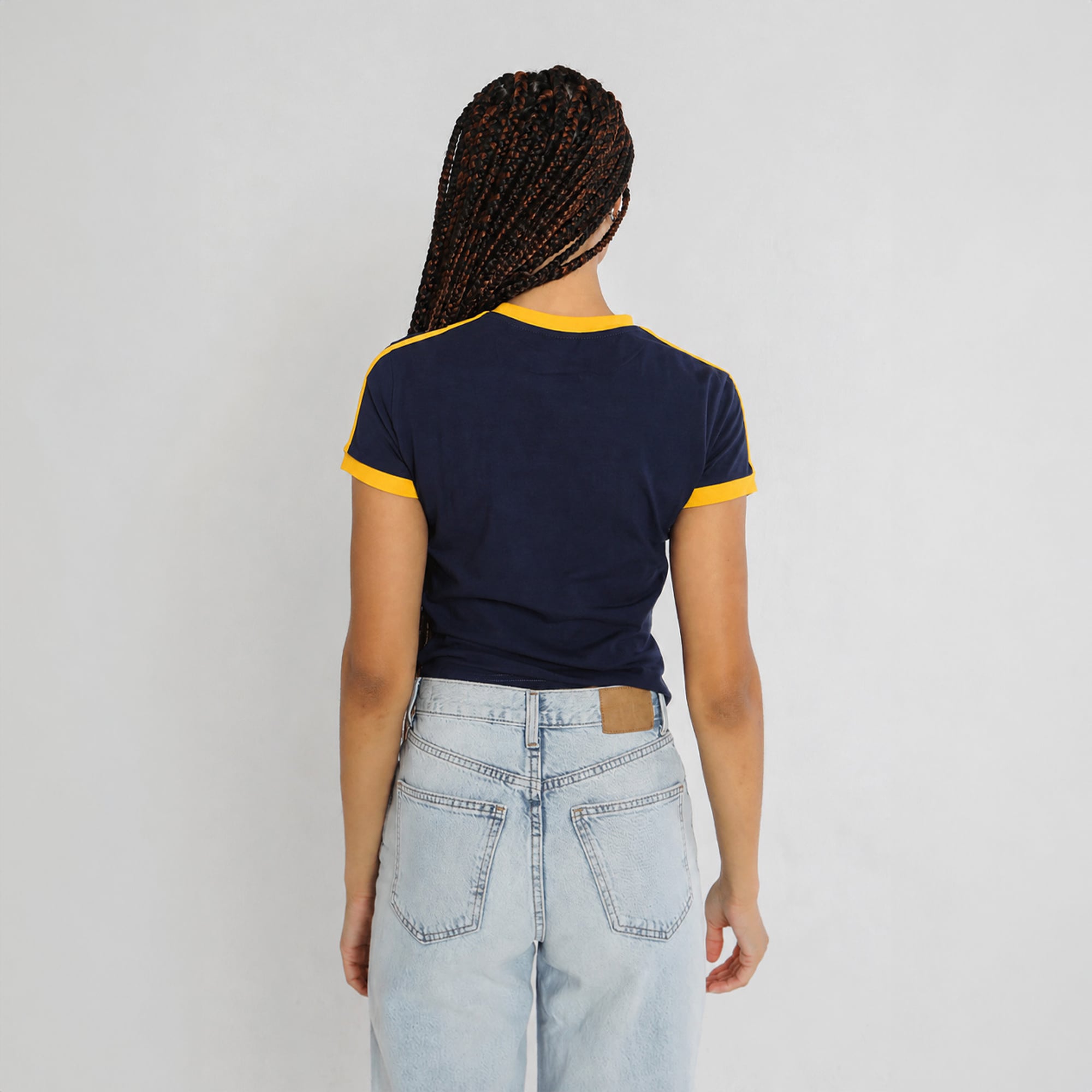 Women's Hype and Vice  Navy Cal Bears Cropped Goalie Baby T-Shirt