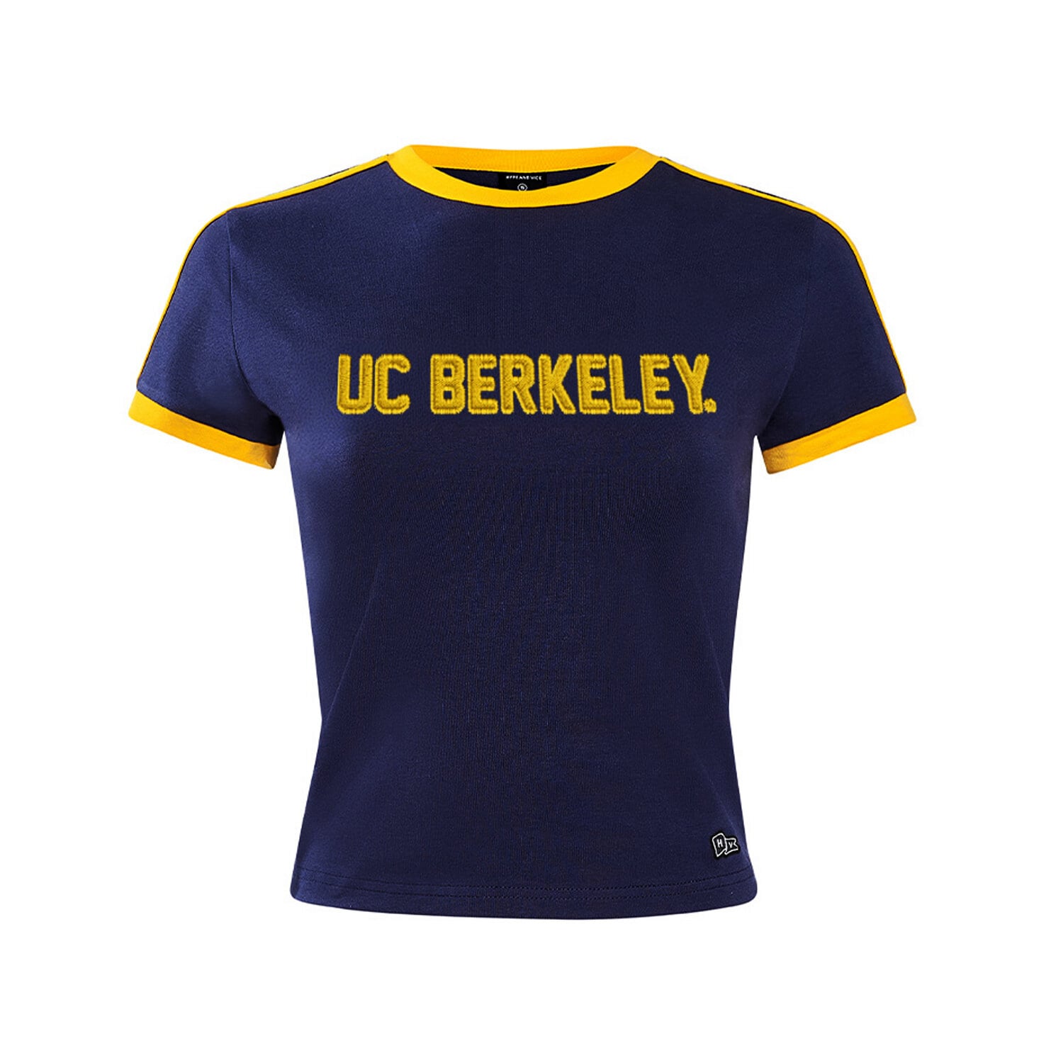 Women's Hype and Vice  Navy Cal Bears Cropped Goalie Baby T-Shirt