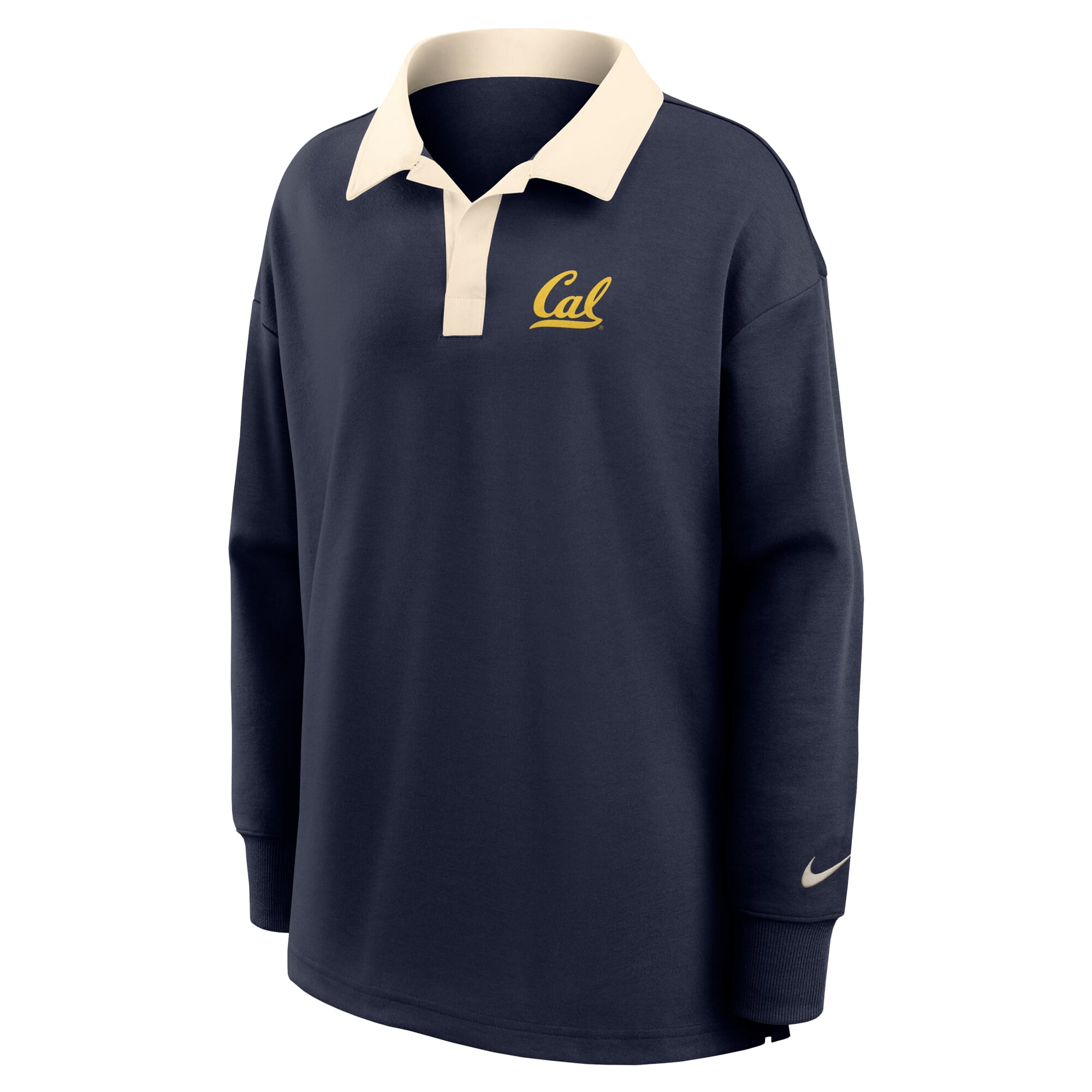 Women's Nike Navy Cal Bears Oversized Dri-FIT Long Sleeve V-Neck Polo