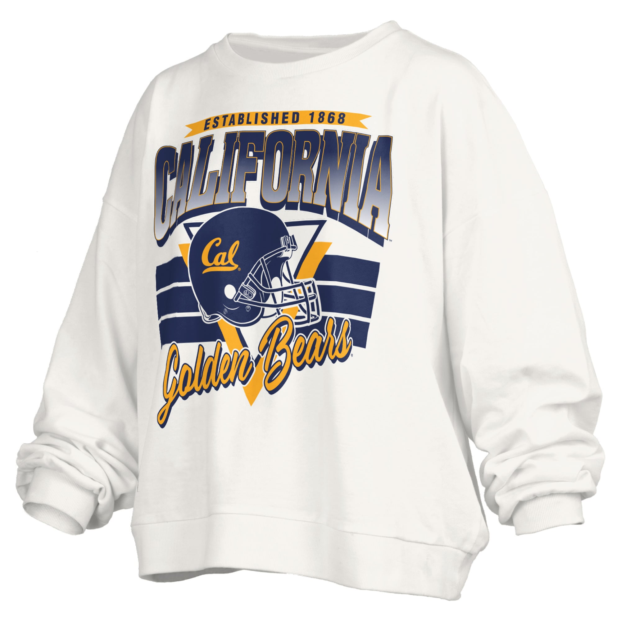 Sweat-shirt surdimensionné rétro Janice blanc pour femme, imprimé Cal Bears, longueur taille