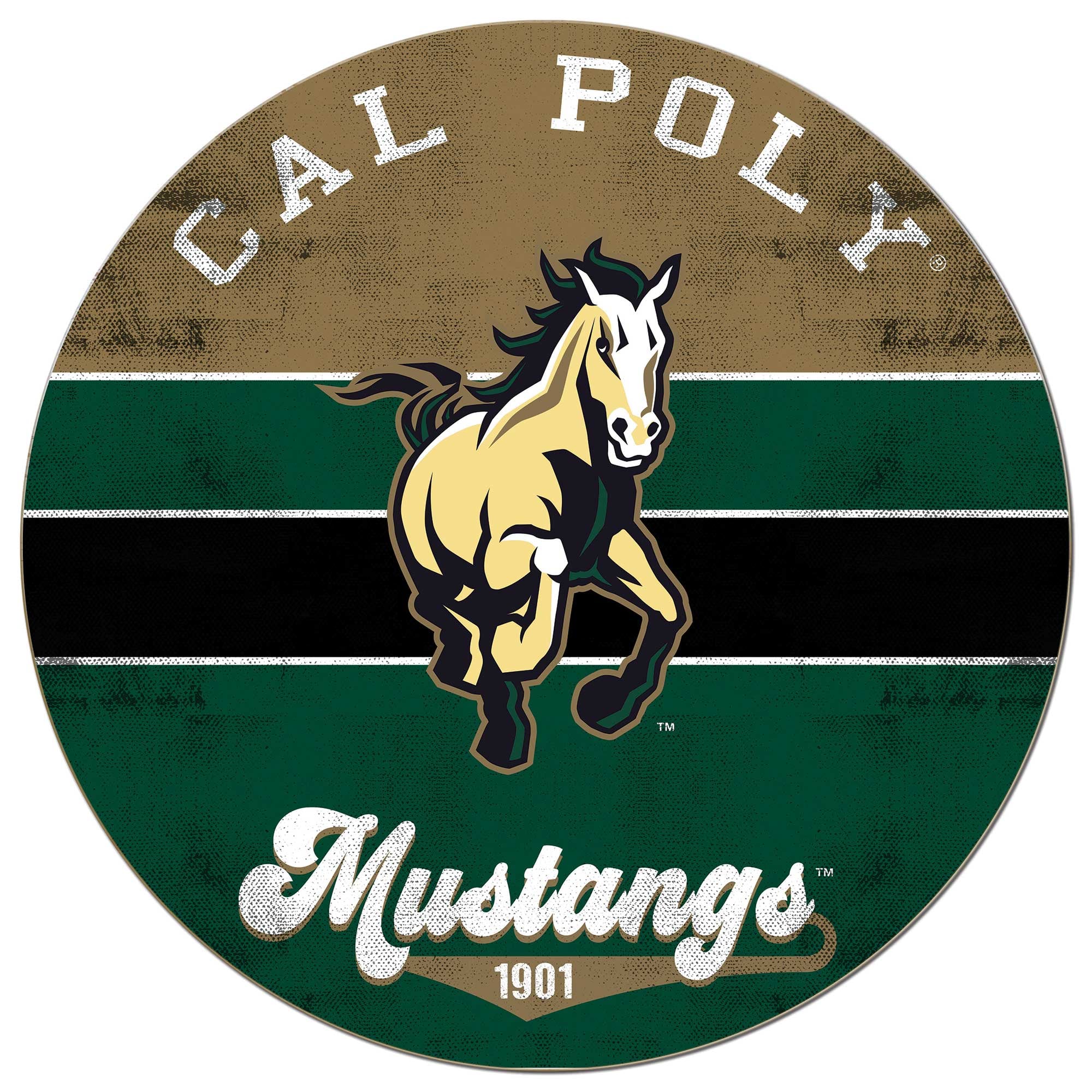 Cal Poly Mustangs 20'' x 20'' Retro Logo Circle Sign