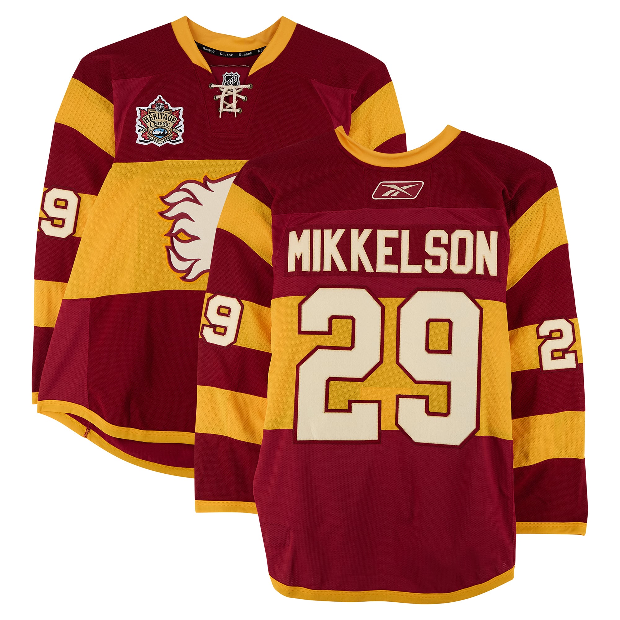 Brendan Mikkelson Calgary Flames Player-Issued #29 Yellow Jersey vs. Montreal Canadiens on February 20, 2011