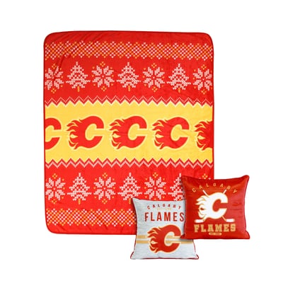 Calgary Flames 3-Pack Throw Blanket & Pillows Set