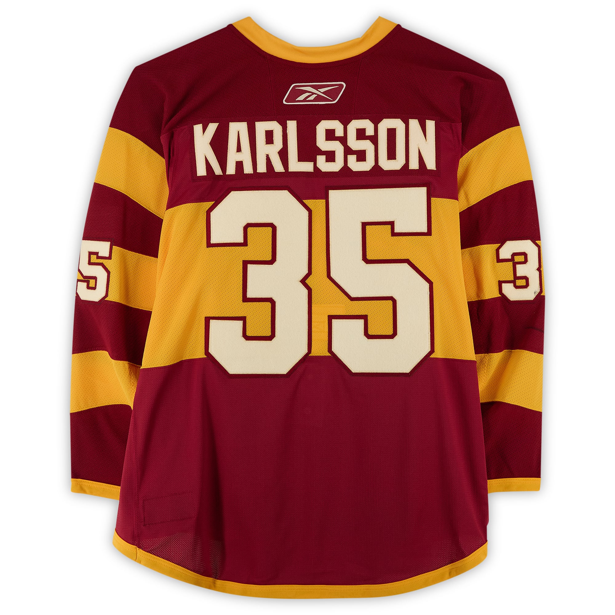 Henrik Karlsson Calgary Flames Player-Issued #35 Yellow Jersey vs. Montreal Canadiens on February 20, 2011
