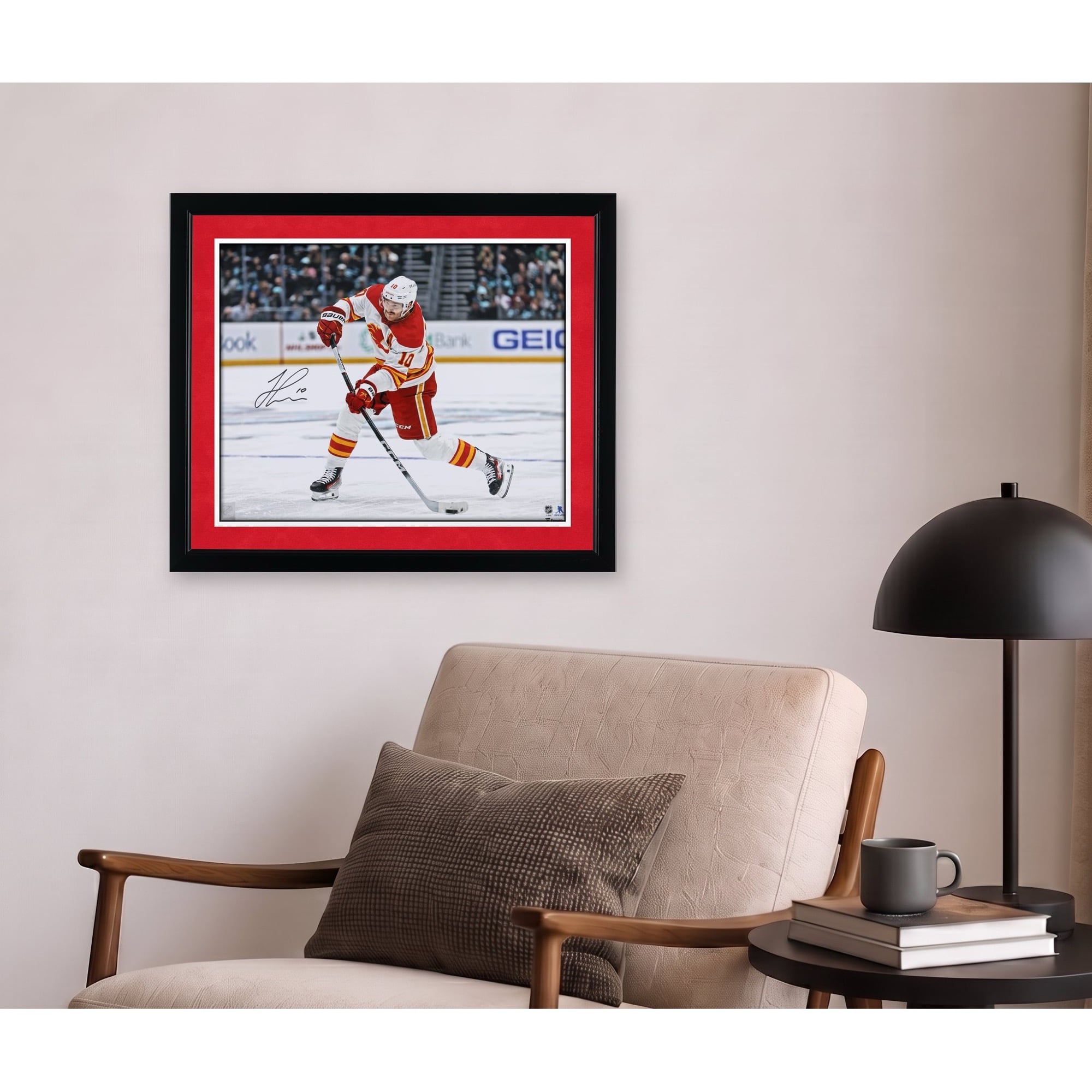 Jonathan Huberdeau Calgary Flames Autographed 16" x 20" White Jersey Shooting Photograph