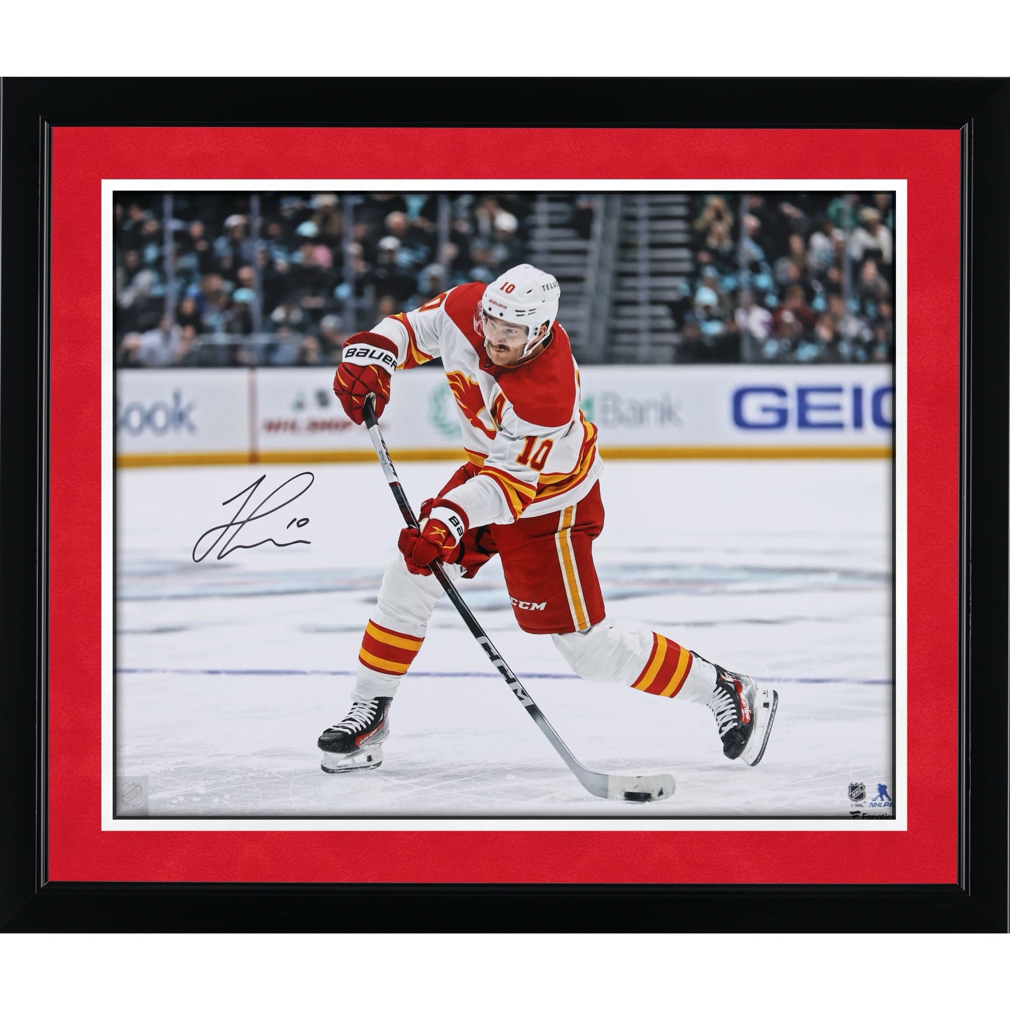 Jonathan Huberdeau Calgary Flames Autographed 16" x 20" White Jersey Shooting Photograph