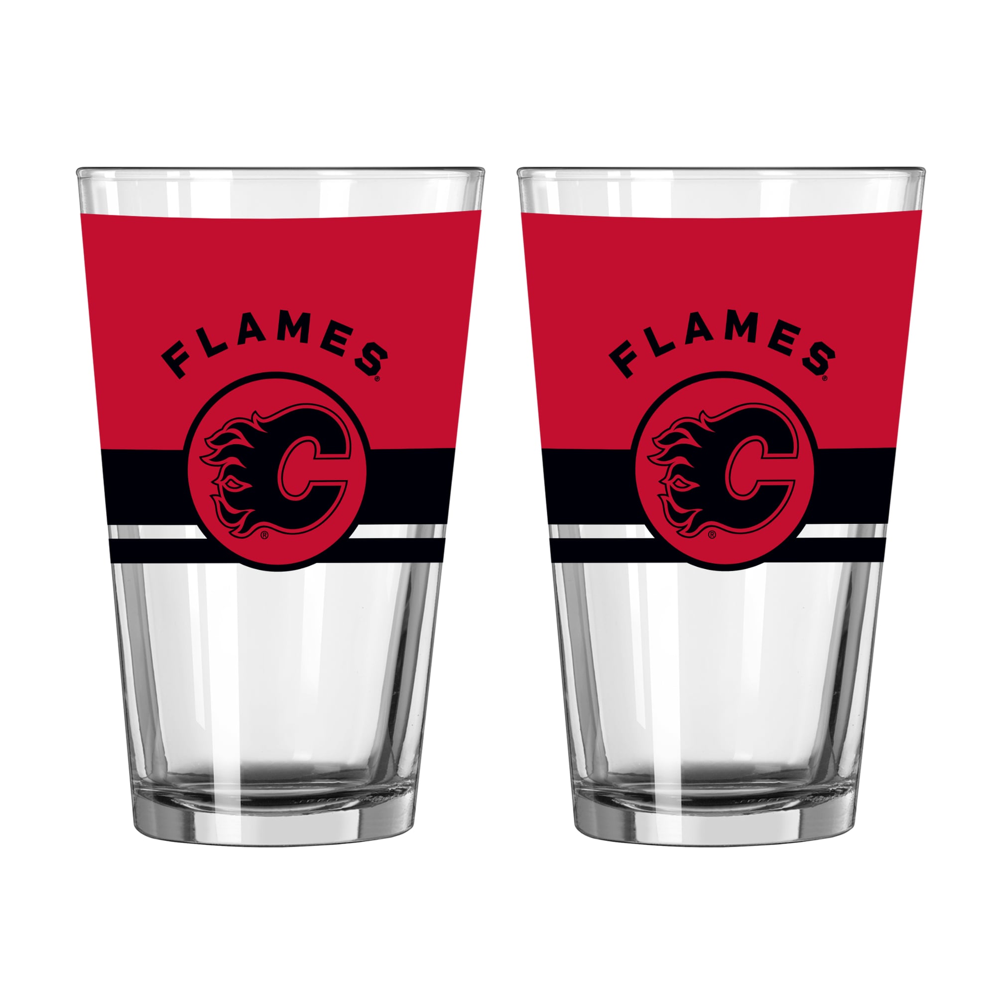 Ensemble de deux verres à bière Horizon de 473 ml (16 oz) Logo Brands Calgary Flames