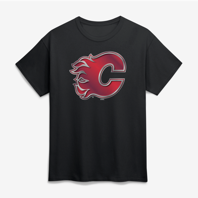 Calgary Flames Big & Tall Metallic Mascot T-Shirt - Black