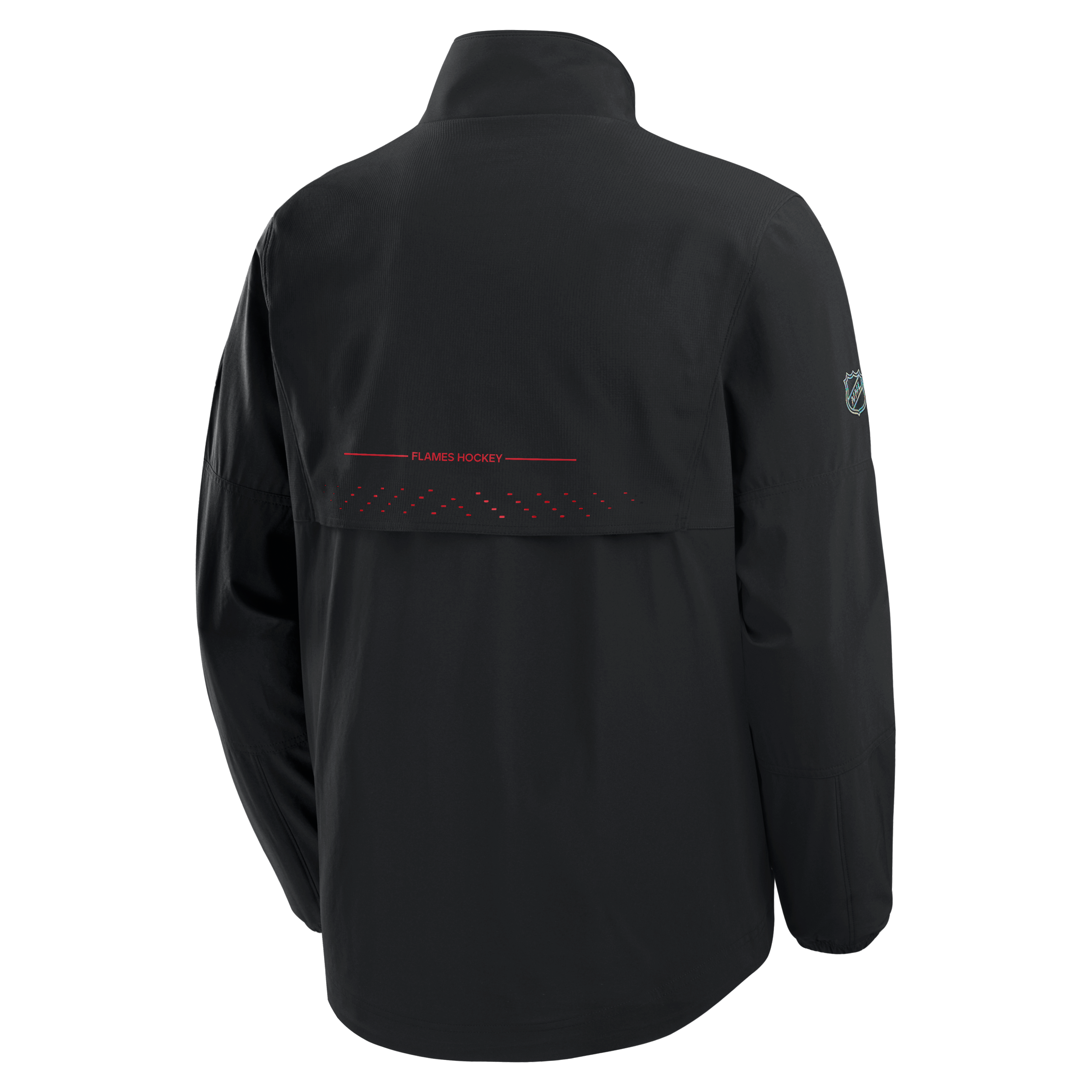 Veste d'entraîneur authentique professionnelle pour homme Fanatics Flames de Calgary, noire, style patinoire.